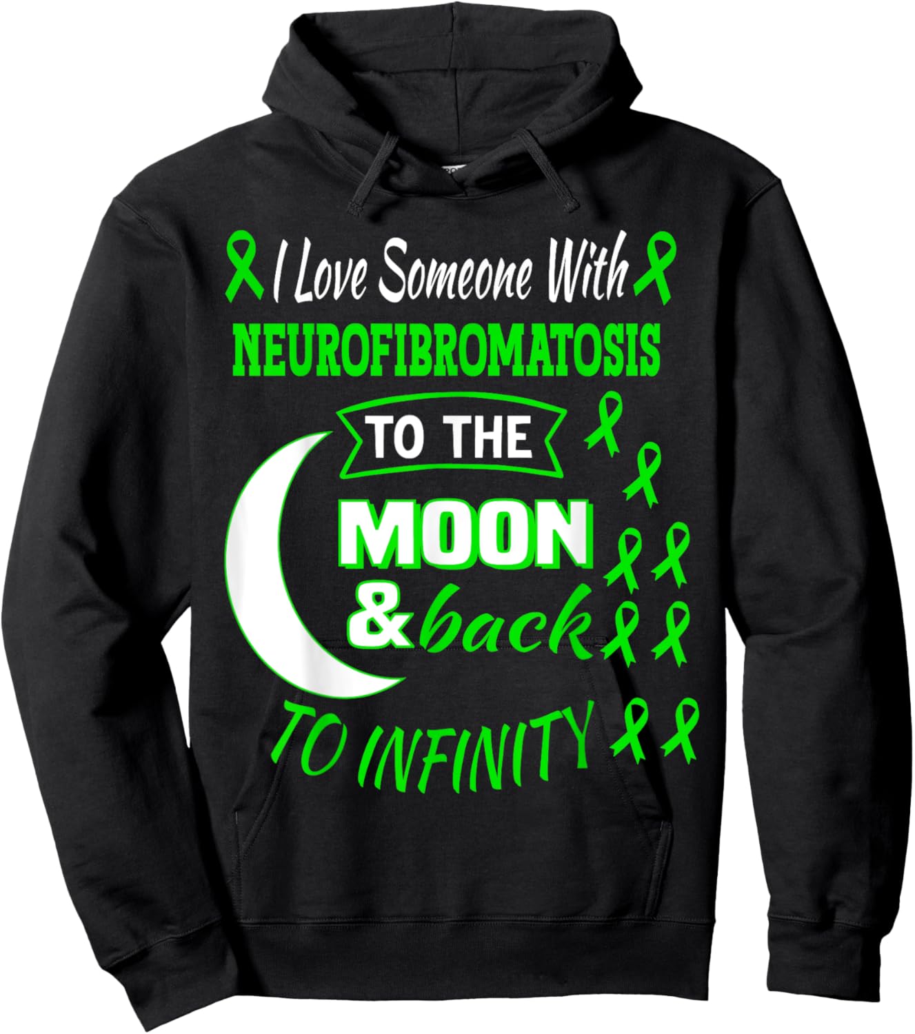 I Love Someone With Neurofibromatosis Awareness Green Ribbon Hoodie - Hoodie | Black