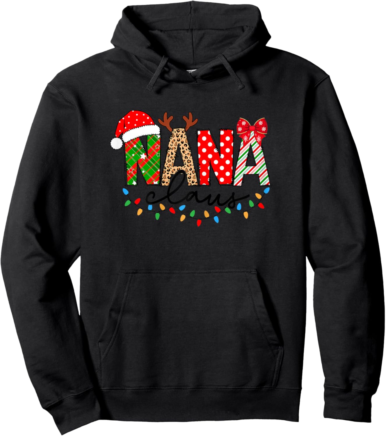 Nana Claus Merry Christmas For Nana Xmas Vibes Costume Hoodie - Hoodie | Black