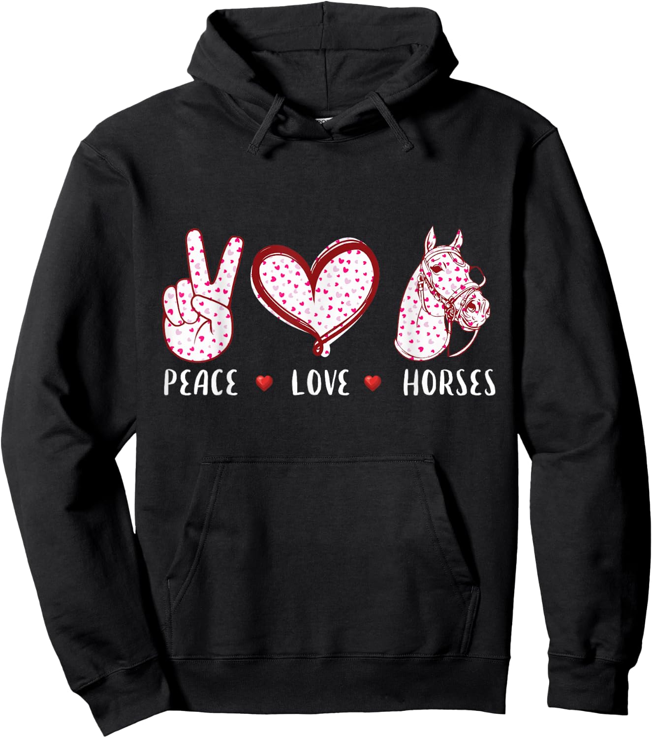 peace love horses women gifts Horseback Riding Horse Hoodie - Hoodie | Black