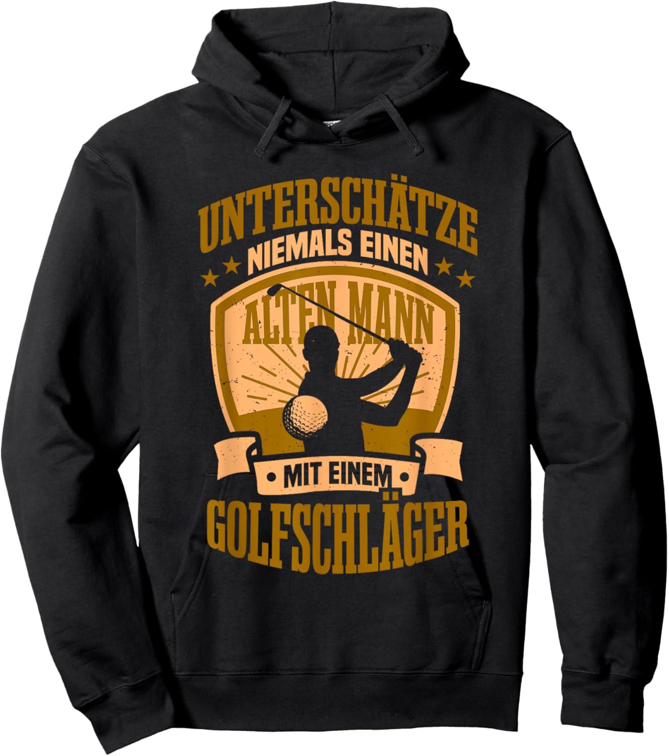 Unterschätze Niemals Einen Alten Mann Mit Einem Golfschläger Hoodie - Hoodie | Black