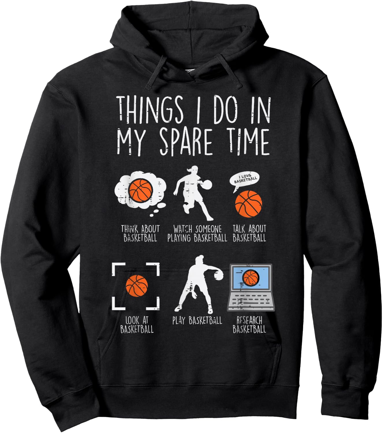 Things I Do My Spare Time Basketball Funny Baller Men Women Hoodie - Hoodie | Black
