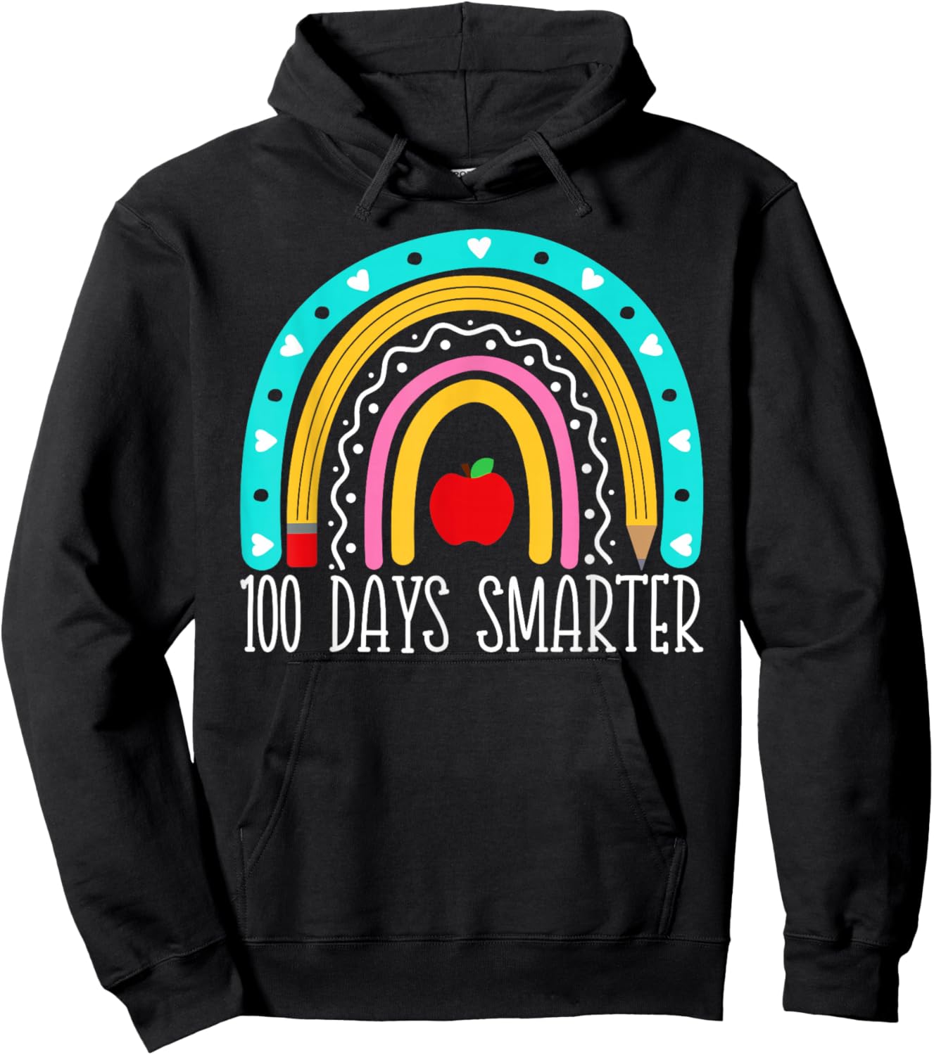 100 Days Smarter Kids Rainbow 100th Day Of School Teacher Hoodie - Hoodie | Black