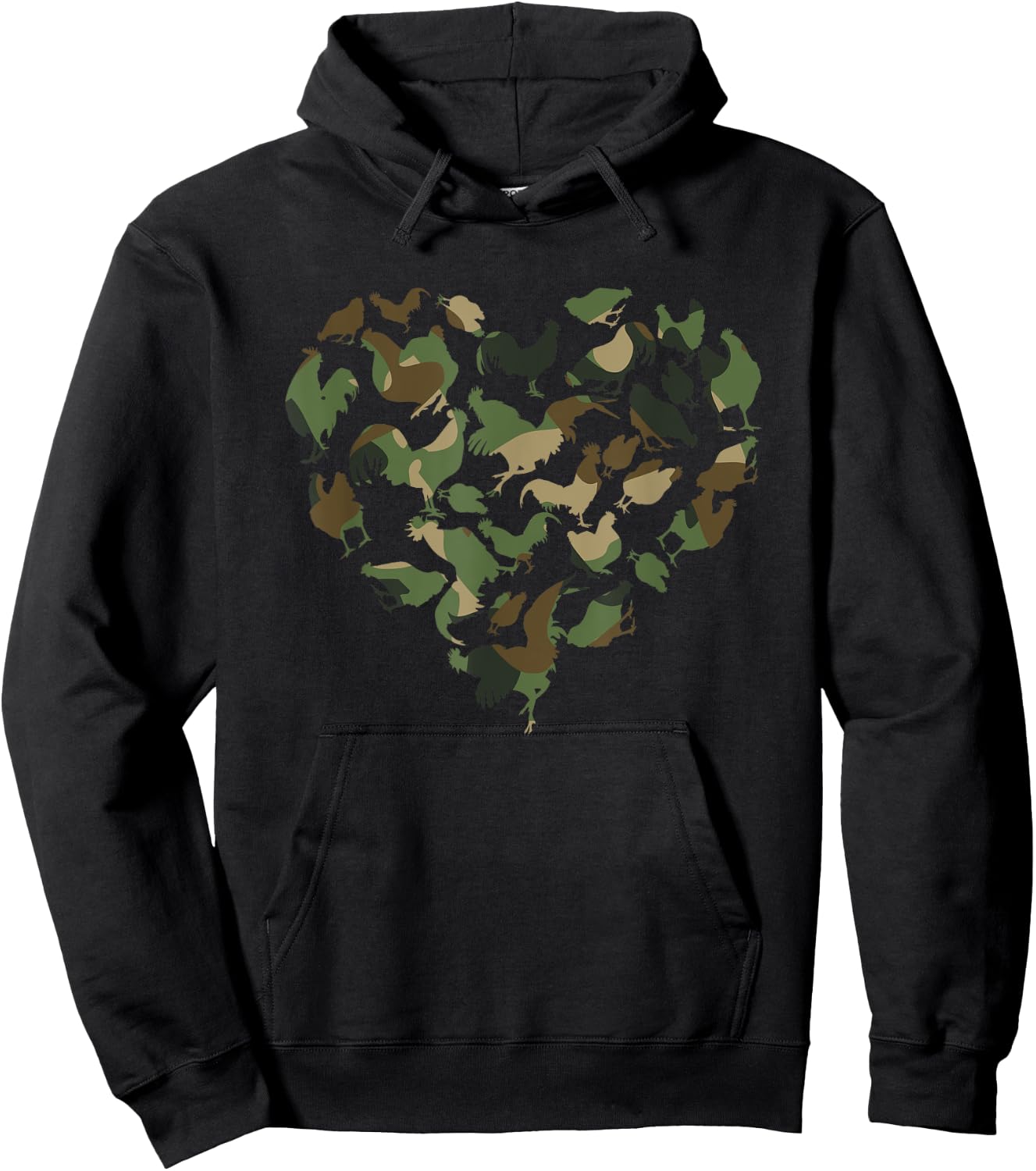 Camouflage Chicken Camo Chicken Whisperer Heartshape Heart Hoodie - Hoodie | Black