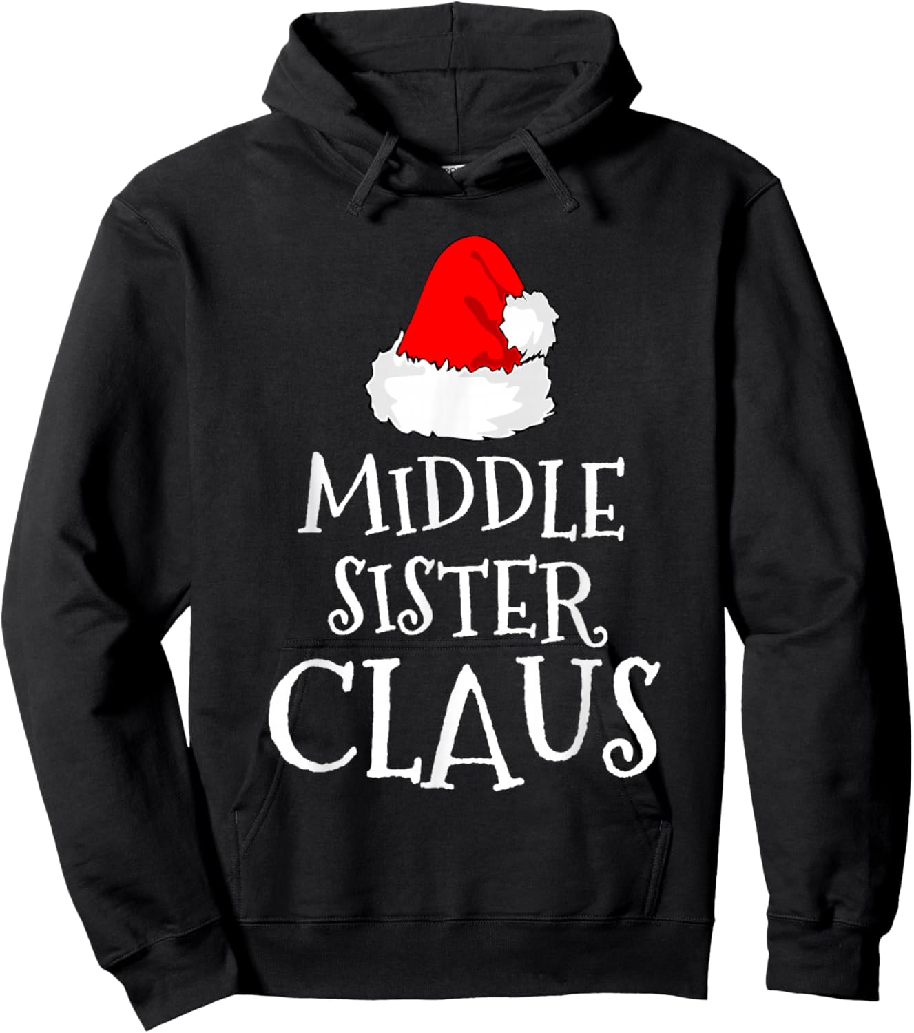 Middle Sister Claus Christmas Santa's Pajama Family Matching Hoodie - Hoodie | Black