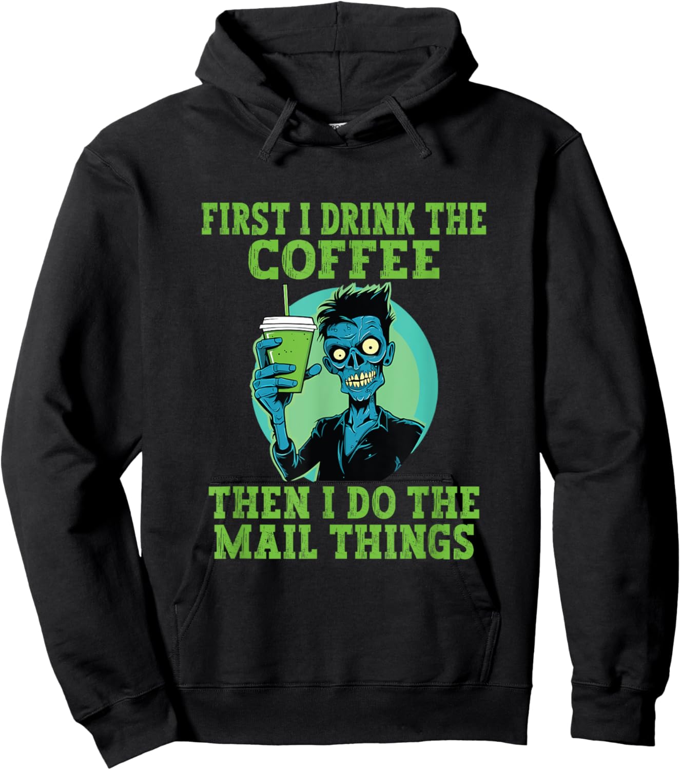 Funny Postal Worker Halloween Coffee Mailman Postman Hoodie - Hoodie | Black