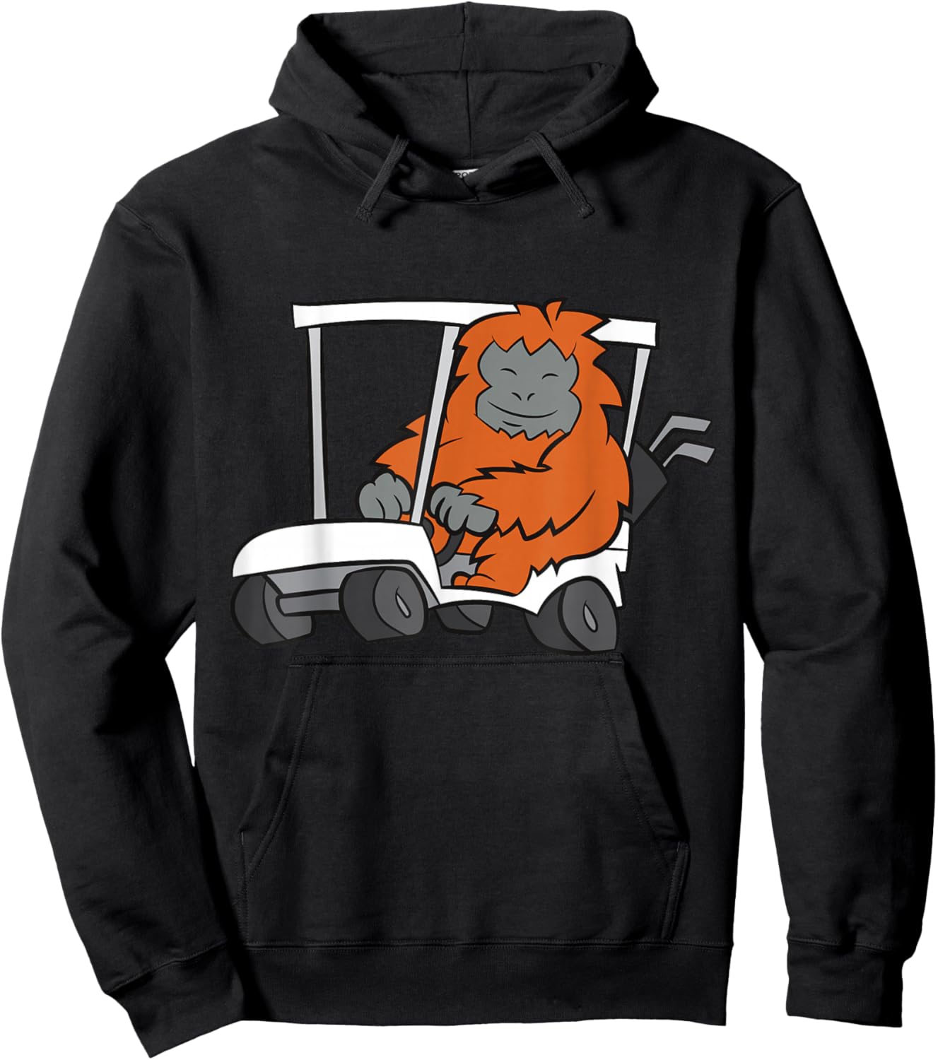 Orangutan Driving Golf Cart Meme Funny Orangutan Monkey Hoodie - Hoodie | Black