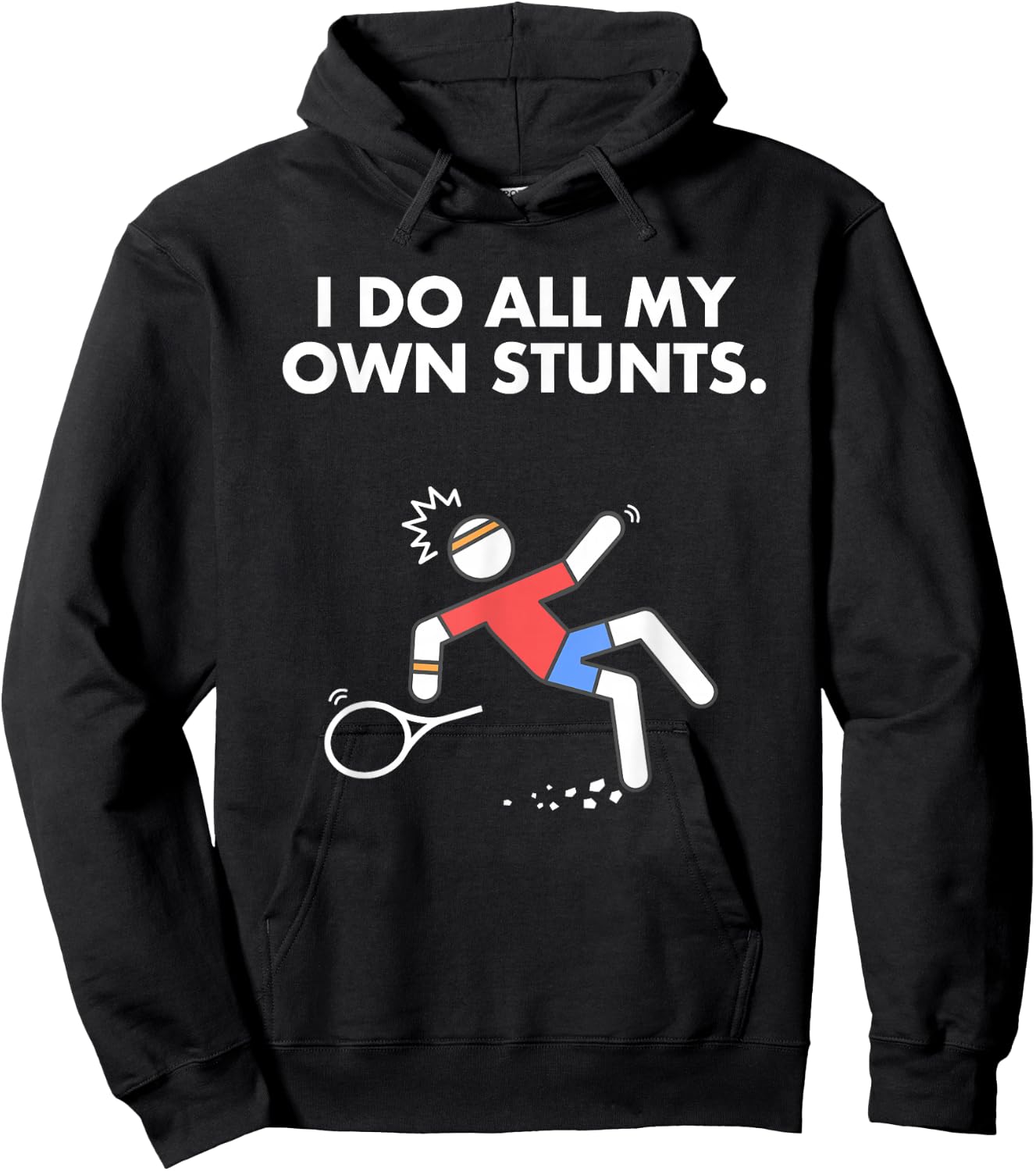 Get Well Funny Tennis Accident I do my own stunts Hoodie - Hoodie | Black