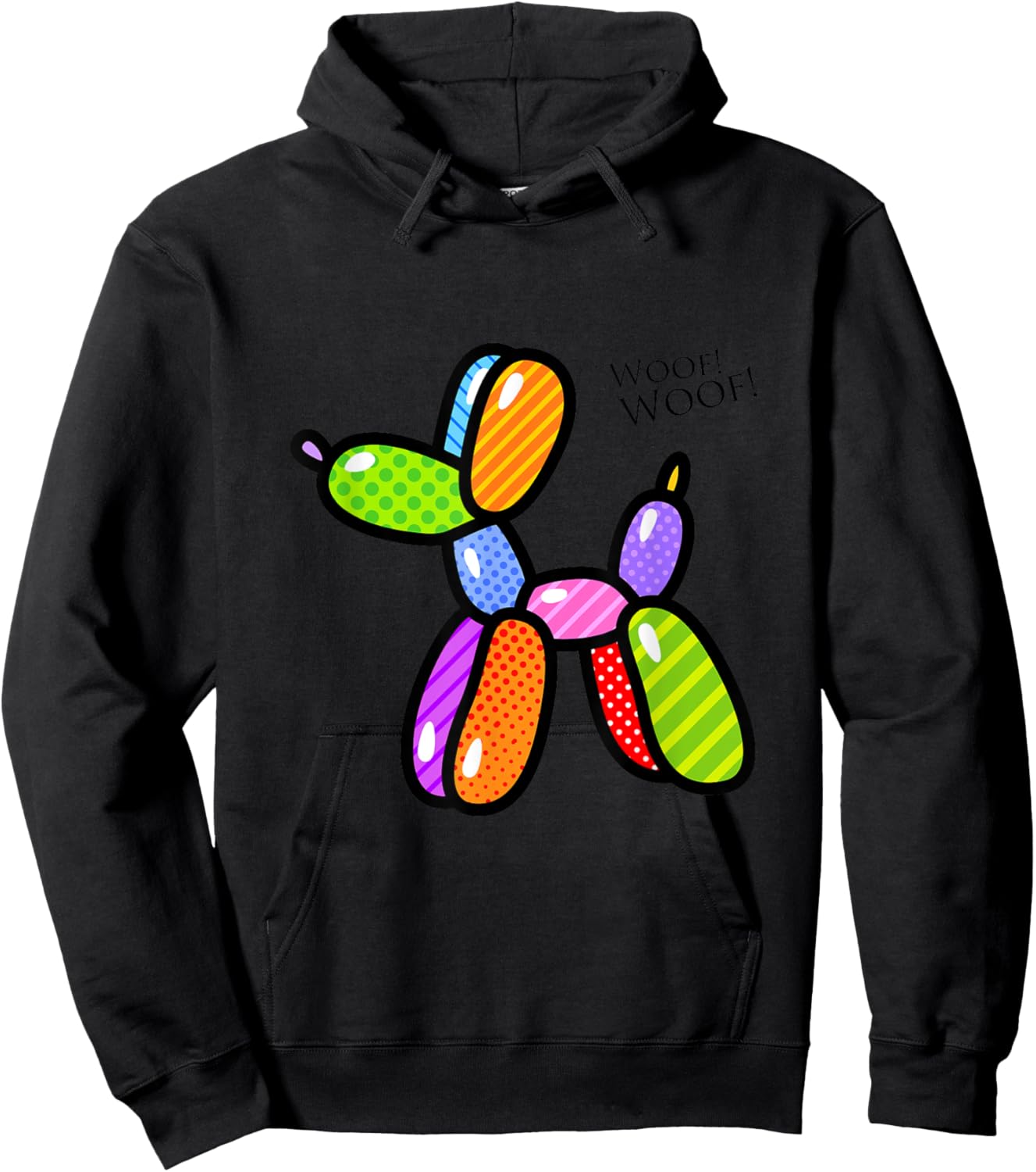 Poodle Dog Balloon Animal Illustration Graphic Designs Hoodie - Hoodie | Black