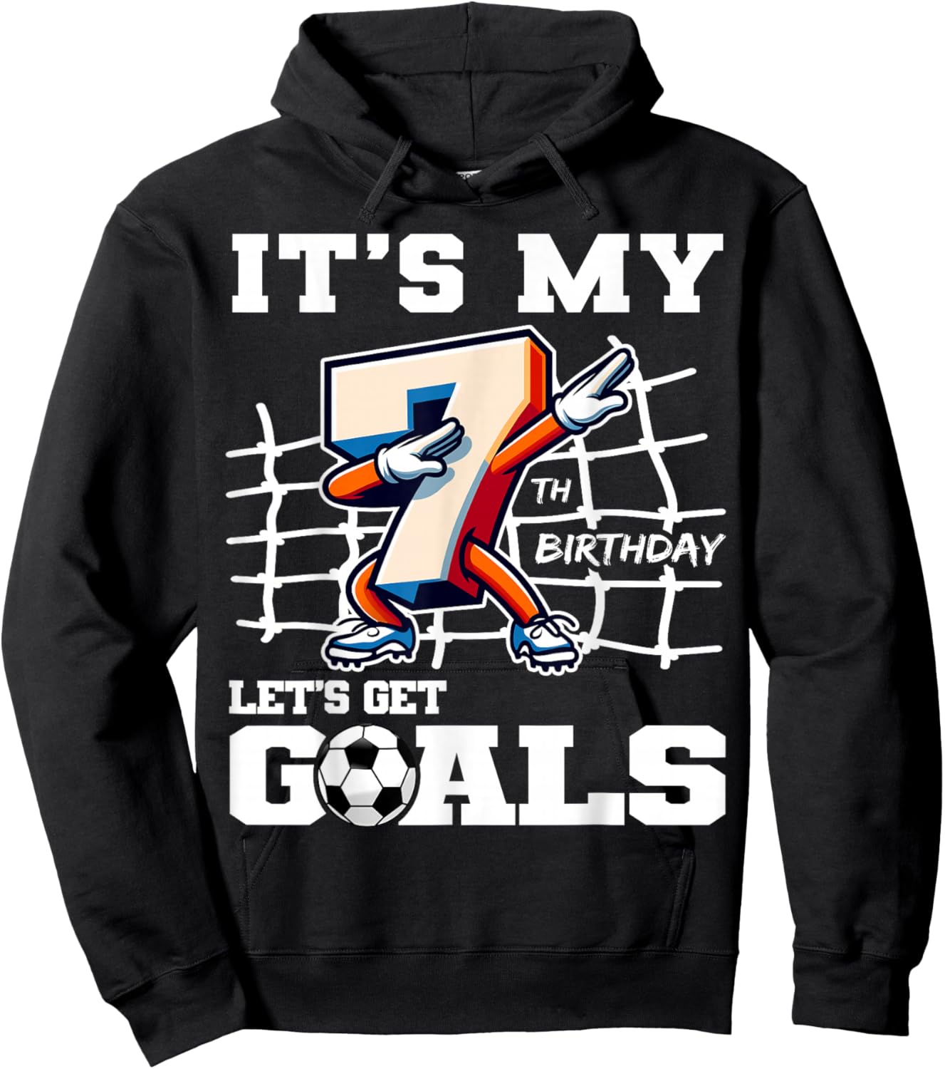 It's My 7th Birthday Dabbing Soccer Football B-Day Party Hoodie - Hoodie | Black
