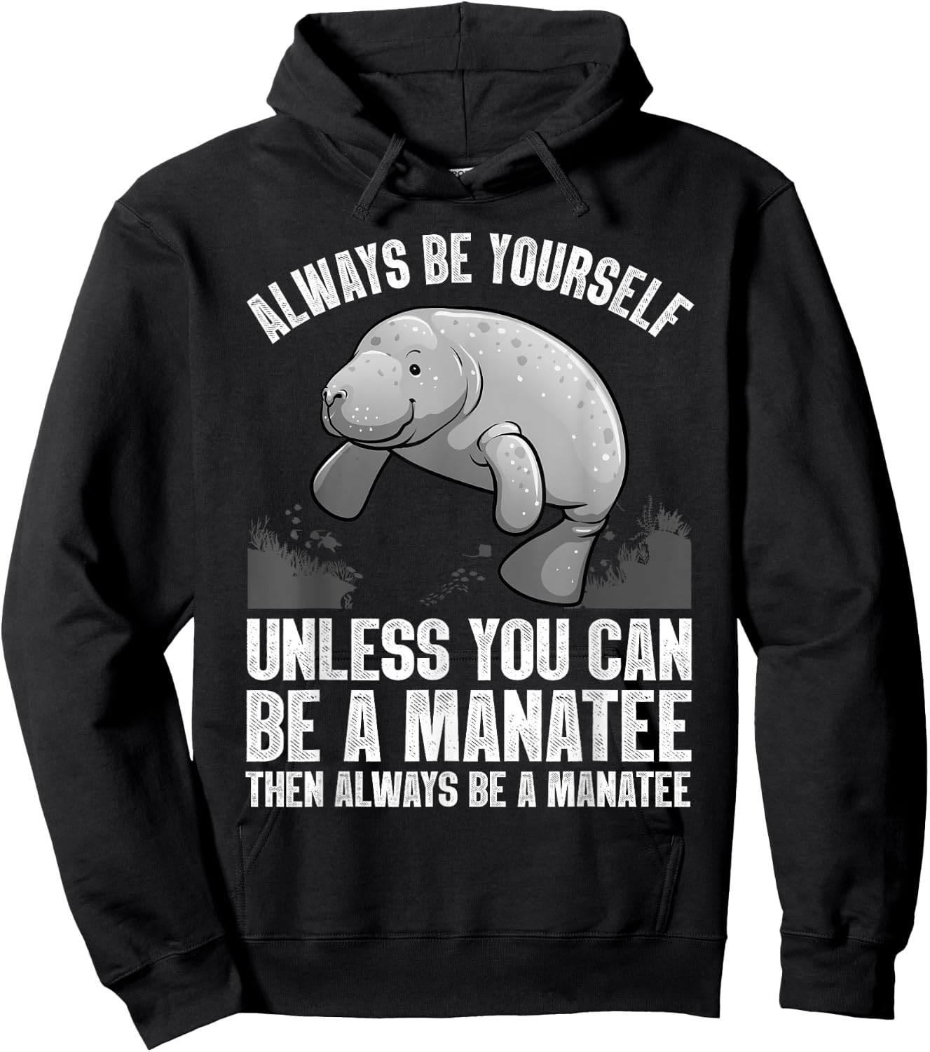 Funny Manatee Design Women Boys Girls Manatee Lover Hoodie - Hoodie | Black