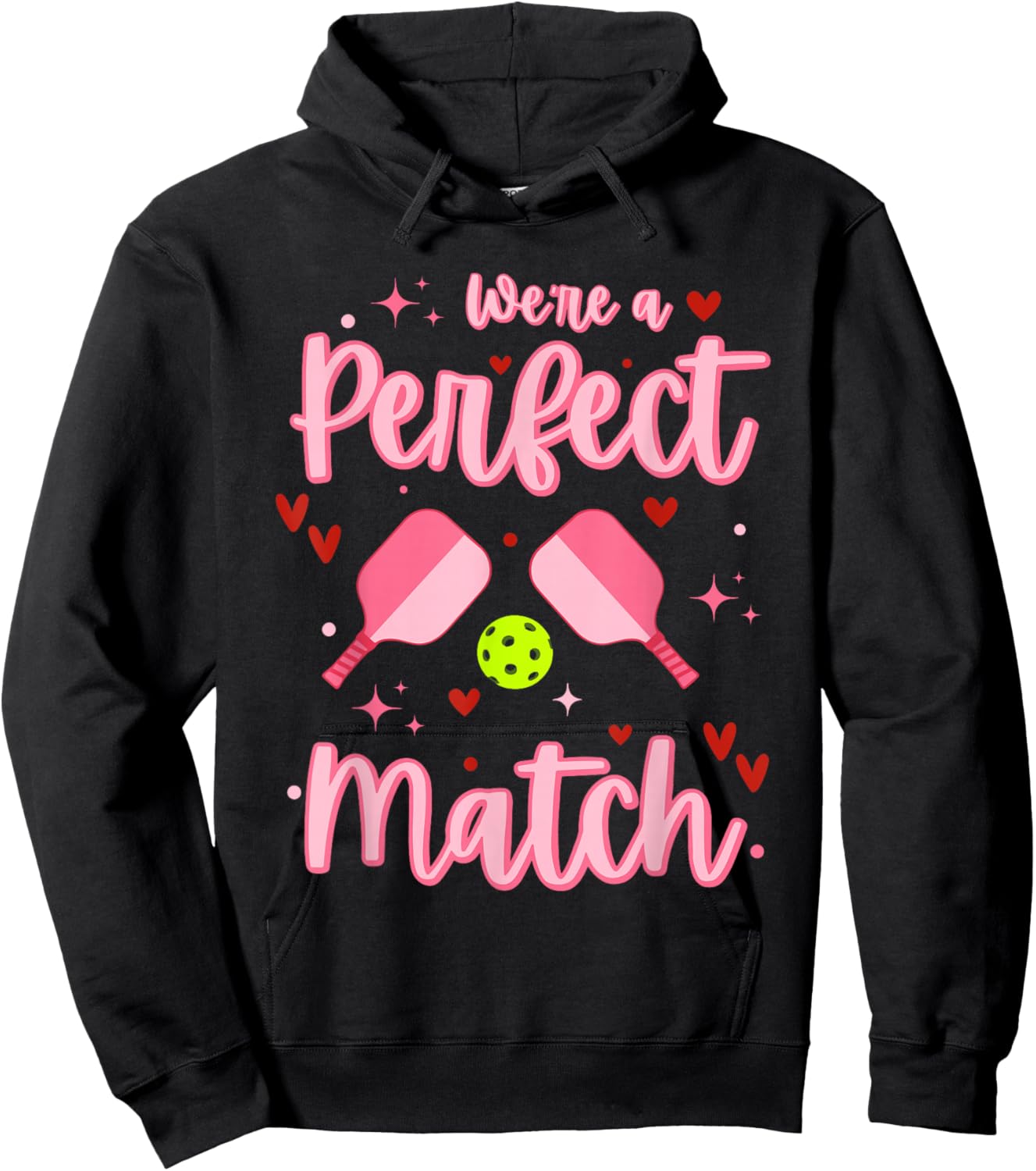 We're A Perfect Match Funny Pickleball Valentines Day Hoodie - Hoodie | Black