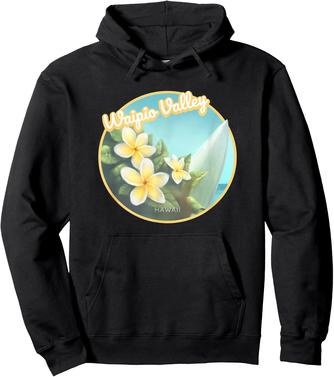 Waipio Valley Hawaii Flower Surfing Hoodie - Hoodie | Black