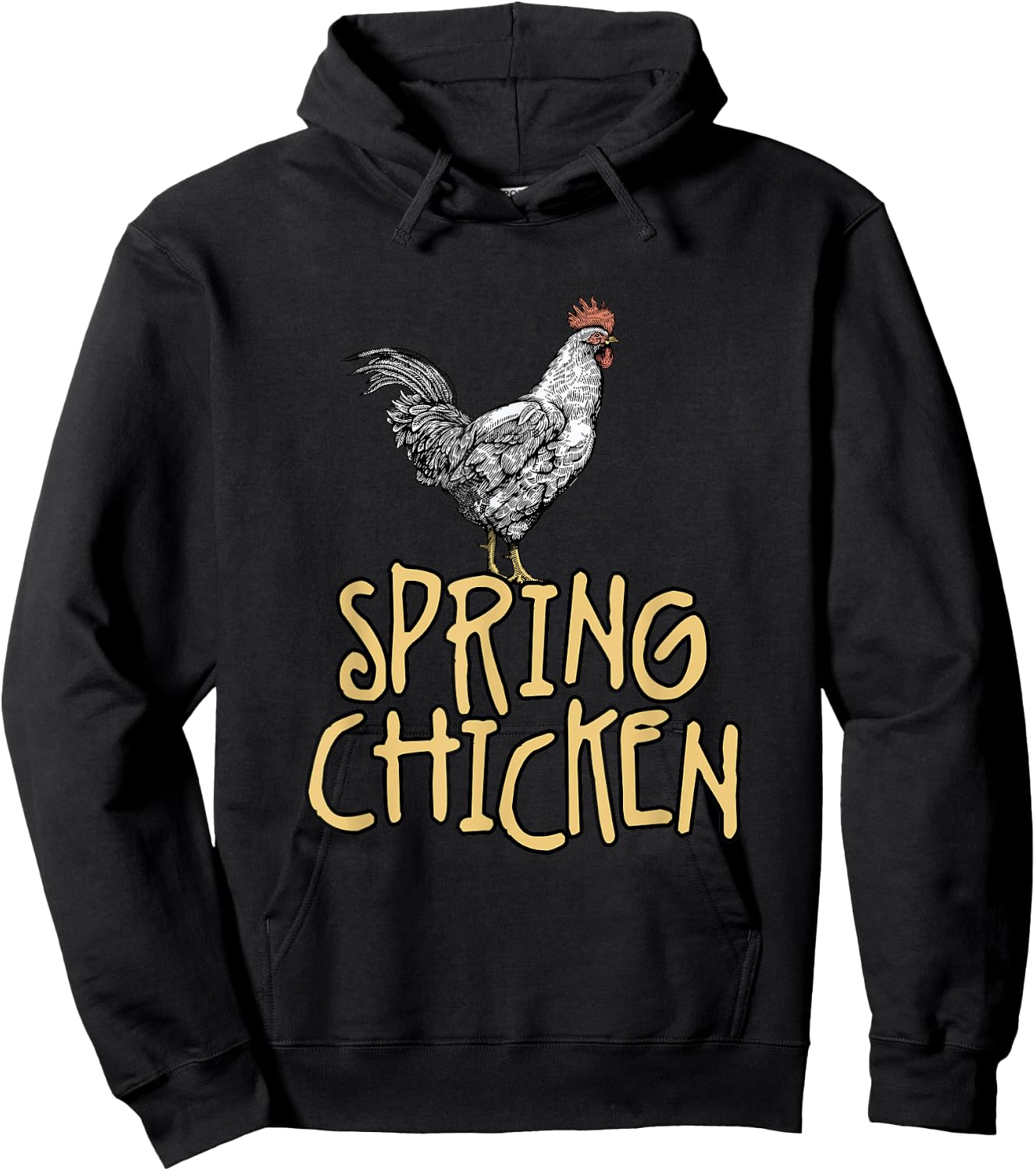 Spring Chicken Old Age Joke Birthday Senior Gag Graphic Hoodie - Hoodie | Black