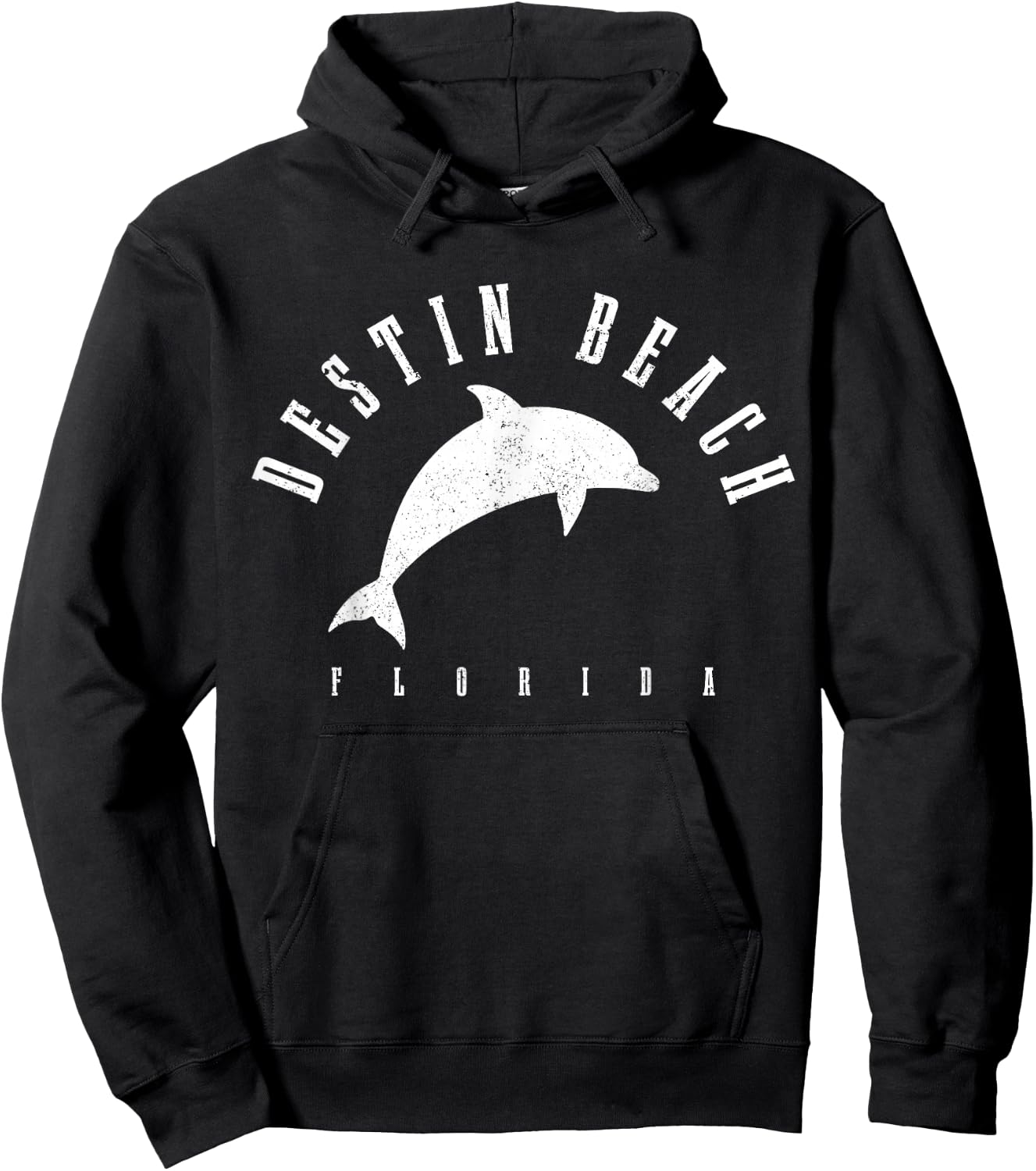 Destin Beach Florida FL Vintage Dolphin Holiday Hoodie - Hoodie | Black