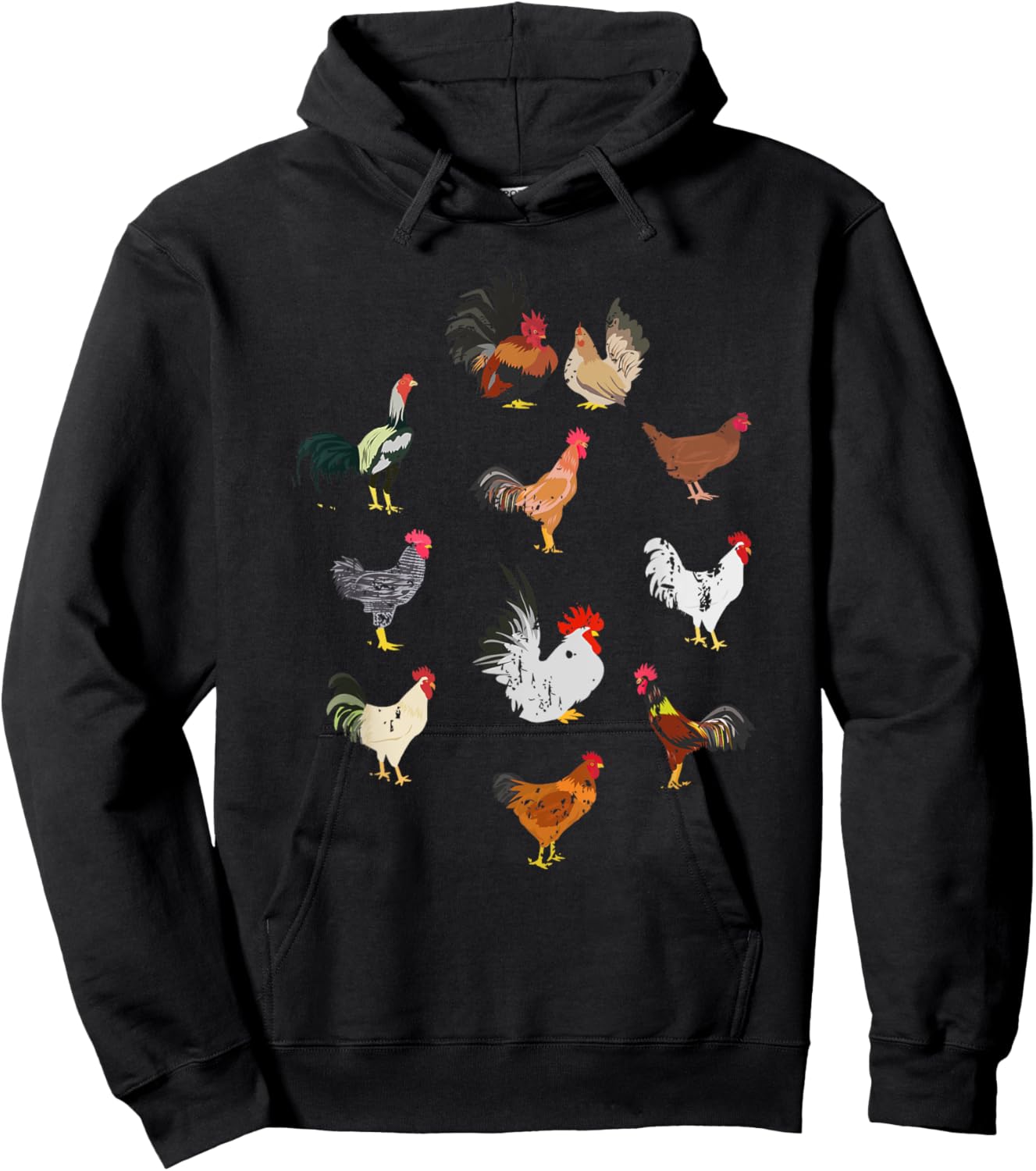 Vintage Chicken Breeds Farm Animals Day Support Farmer Hoodie - Hoodie | Black