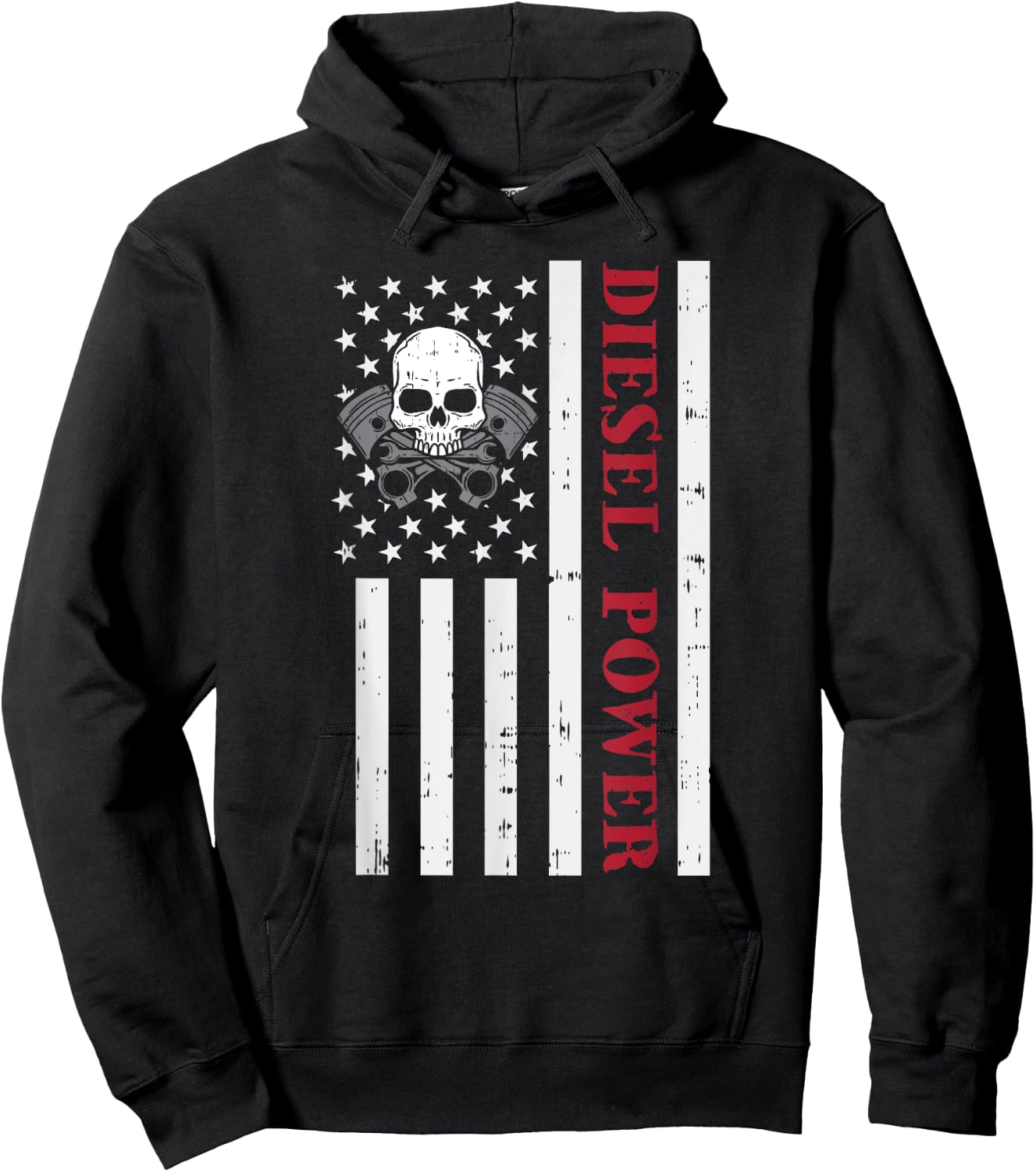 Funny Diesel Mechanic Motorcycle American Diesel Power Flag Hoodie - Hoodie | Black