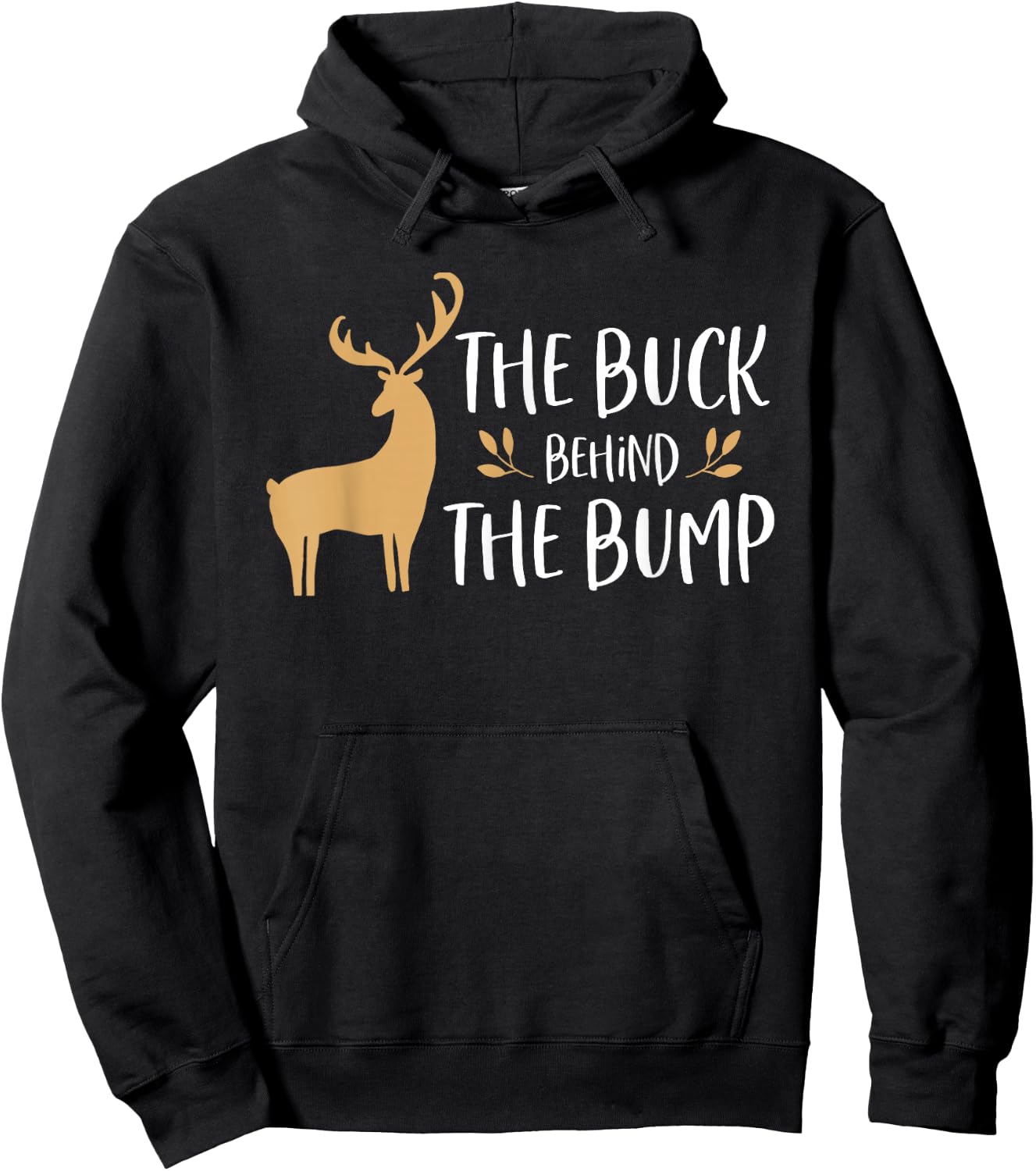 Christmas Pregnancy Announcement Shirt Men Buck Behind Bump Hoodie - Hoodie | Black