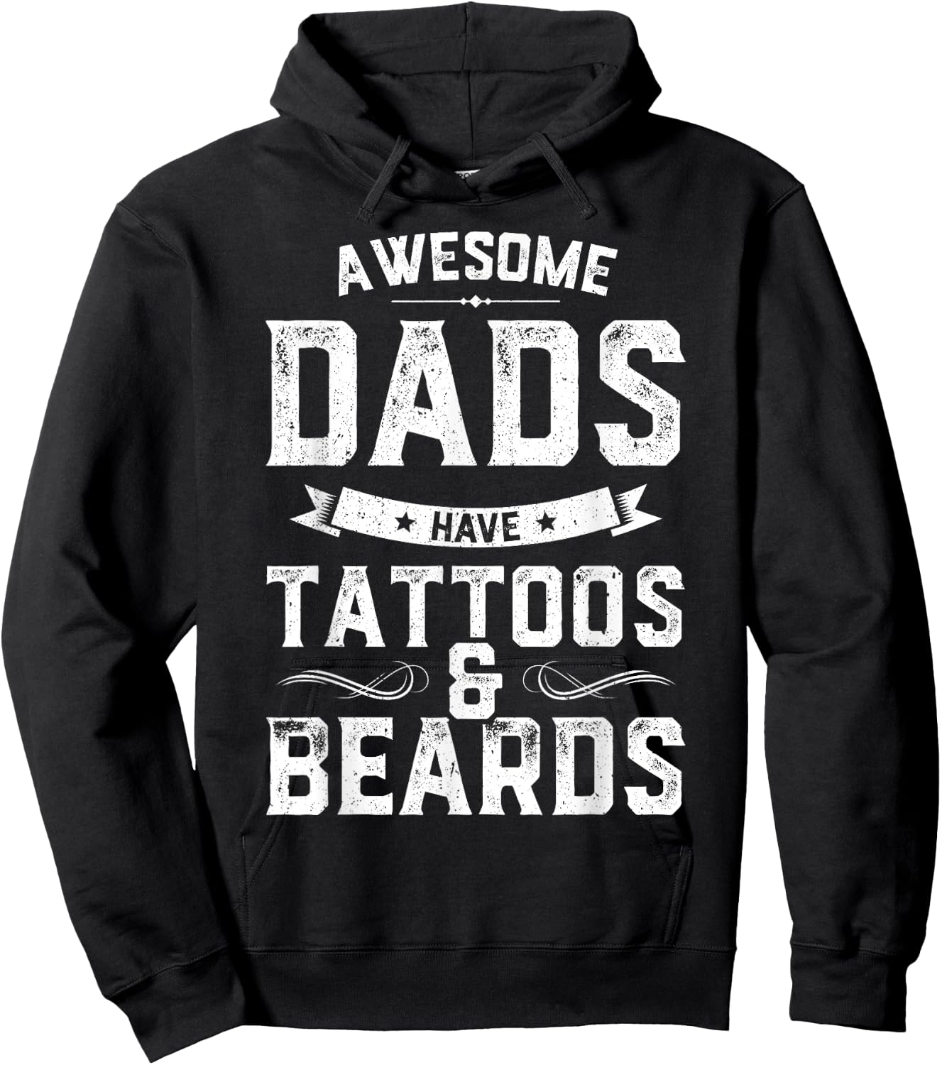 Awesome Dads Have Tattoos And Beards Gift Funny Father's Day Hoodie - Hoodie | Black