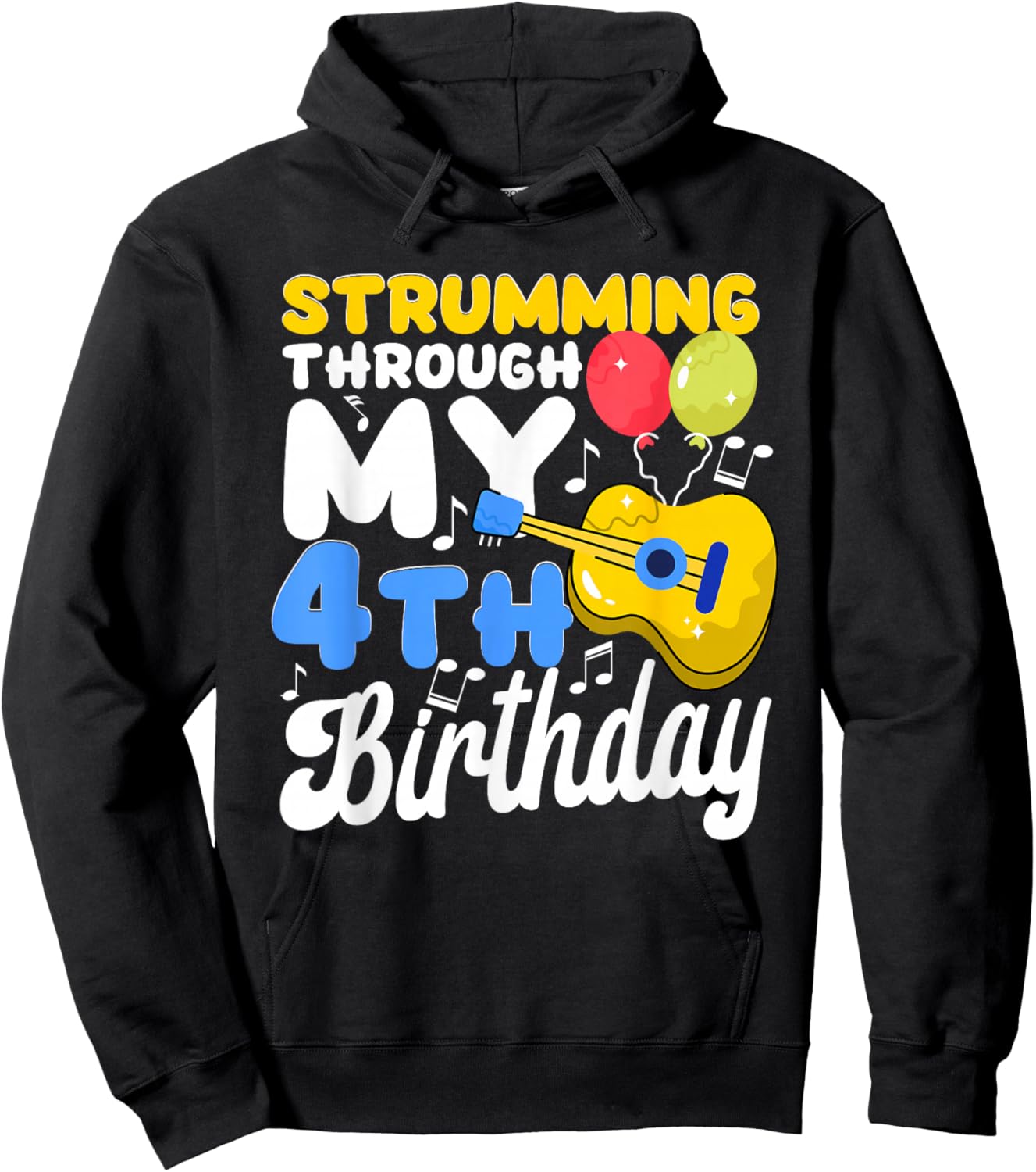 Musical Instrument Boys Girl Kids 4th Birthday Party Hoodie - Hoodie | Black