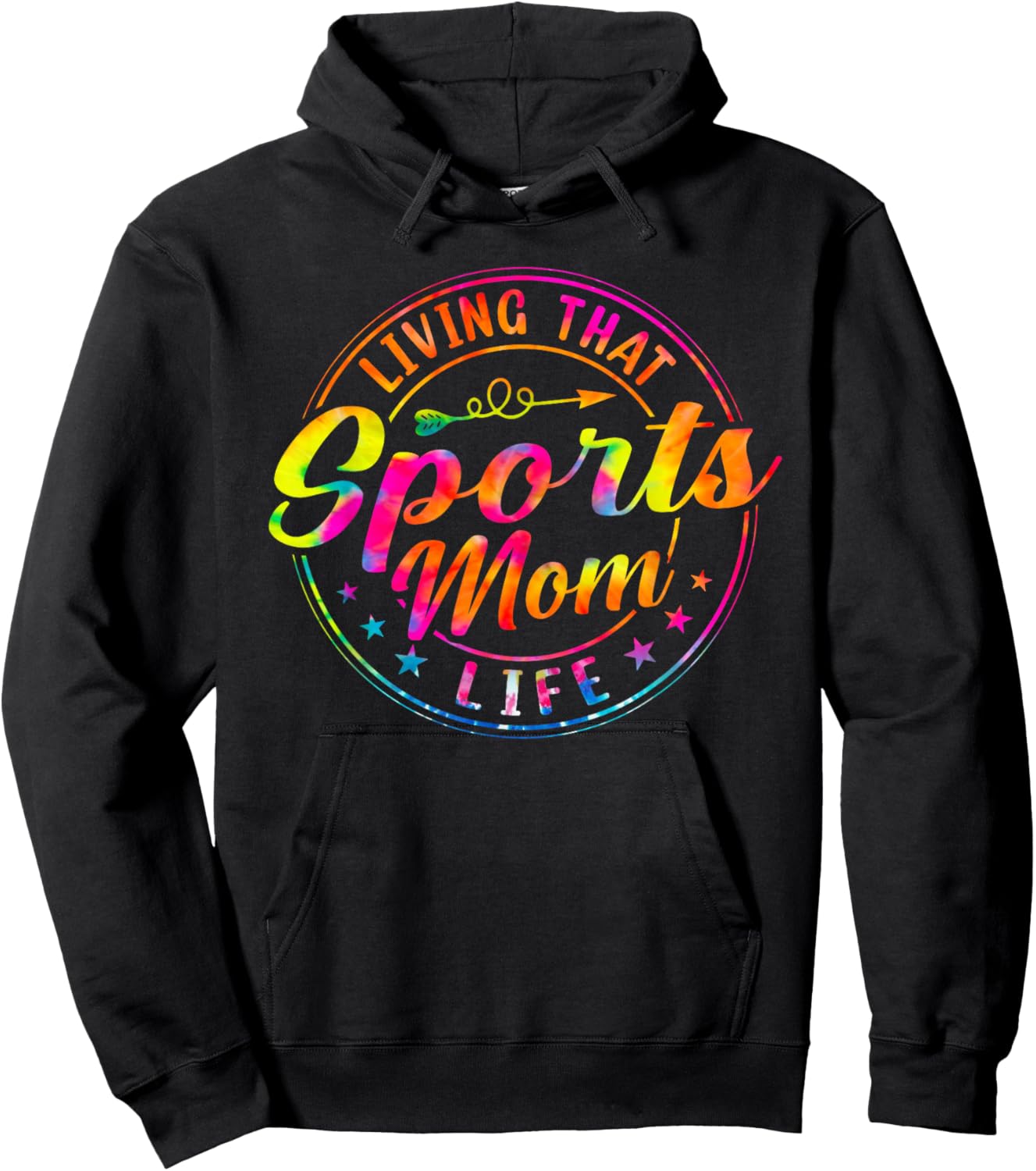 Living That Sports Mom Life Tie Dye Mothers Day Sports Mama Hoodie - Hoodie | Black