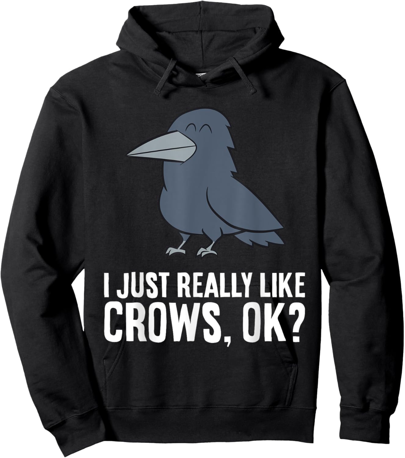 I Just Really Like Crows, Ok? Cute Crow Hoodie - Hoodie | Black