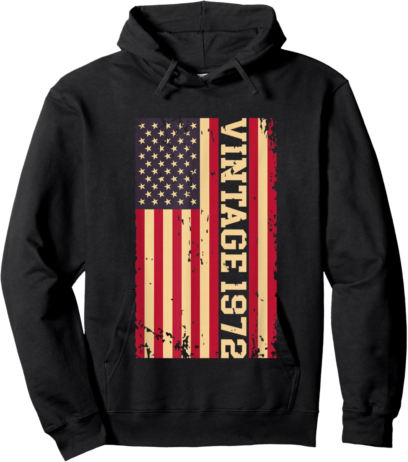 1972 Vintage 53rd Birthday 53 Years Old American USA Flag Hoodie - Hoodie | Black