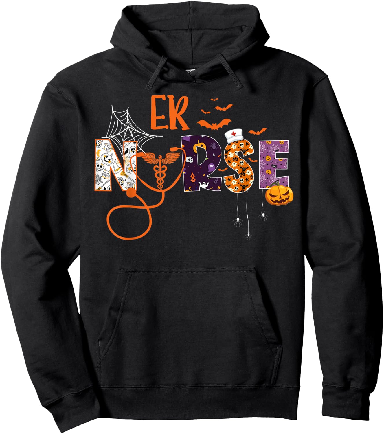 Emergency Nurse ER Nurse Halloween Spooky Season Nursing Hoodie - Hoodie | Black