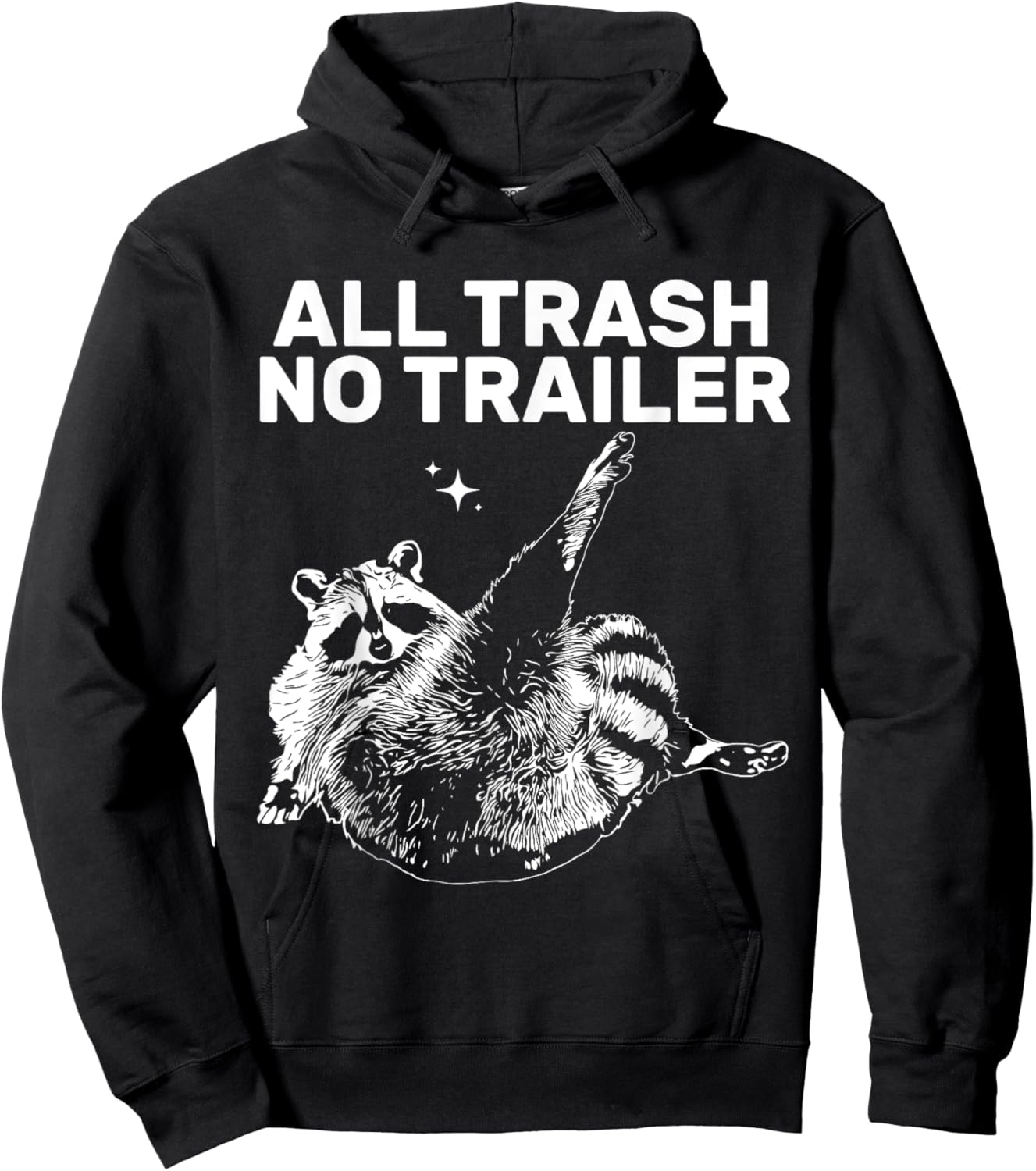 Funny Sarcastic Raccoon All Trash No Trailer Women Hoodie - Hoodie | Black