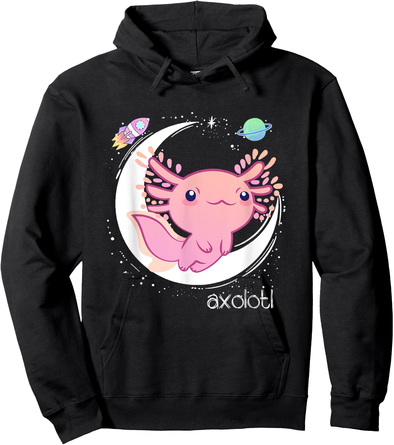 Space Axolotl Kawaii Shirt | Pastel Goth | Japan Anime Comic Hoodie - Hoodie | Black