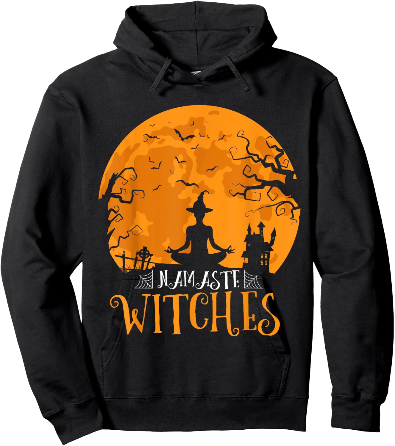 Namaste Witches Men Women Funny Halloween Yoga Lover Hoodie - Hoodie | Black