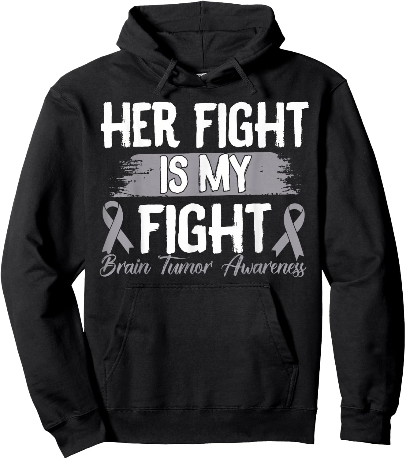 Her Fight is My Fight Brain Tumor Awareness Hoodie - Hoodie | Black