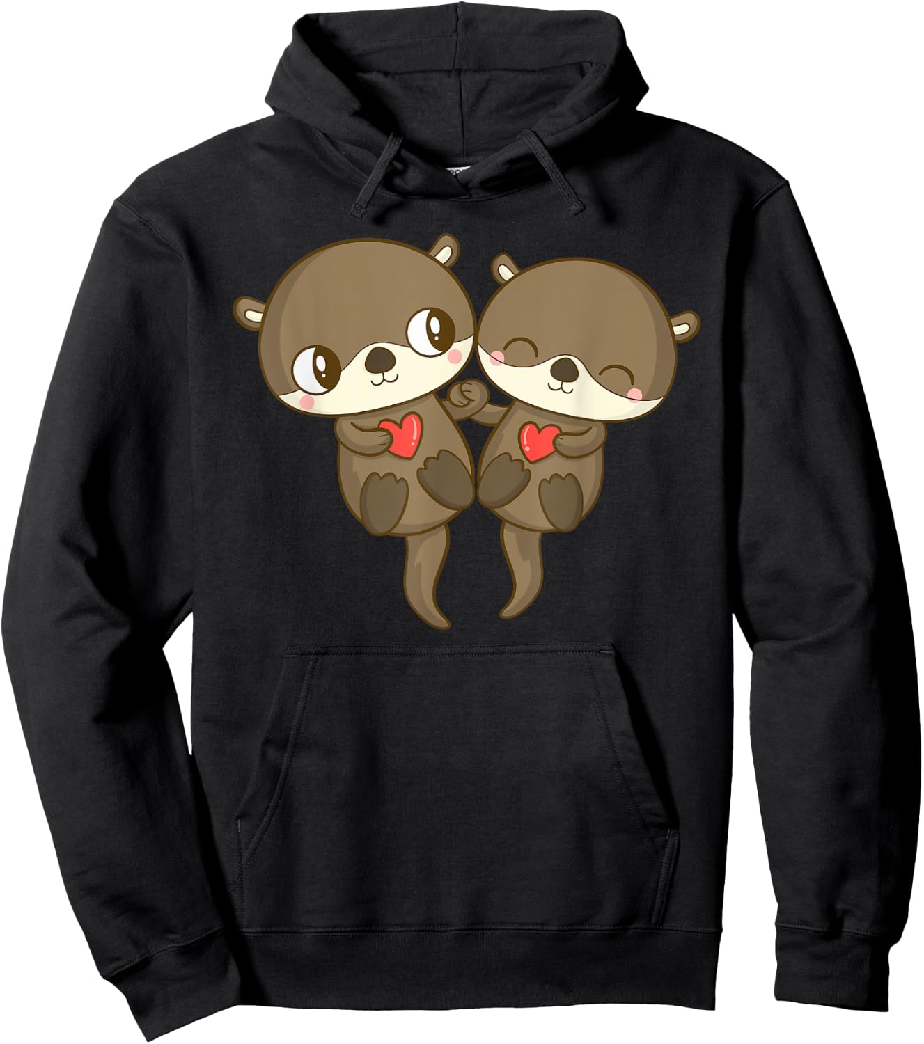 Cute Love Otter Couple Valentine's Day Men Women Kid Hoodie - Hoodie | Black
