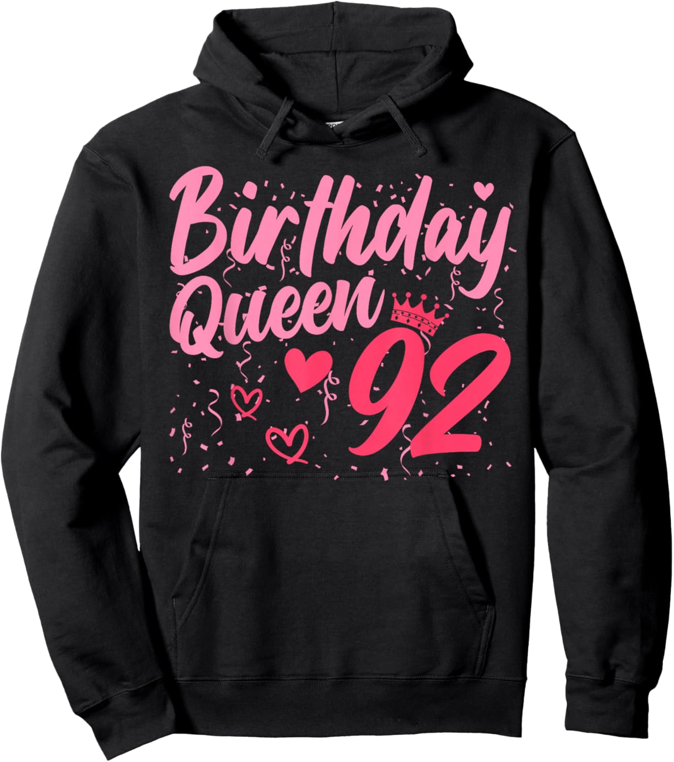 Birthday Queen 92 Years Old Ladies Cute 92nd Birthday Women Hoodie - Hoodie | Black