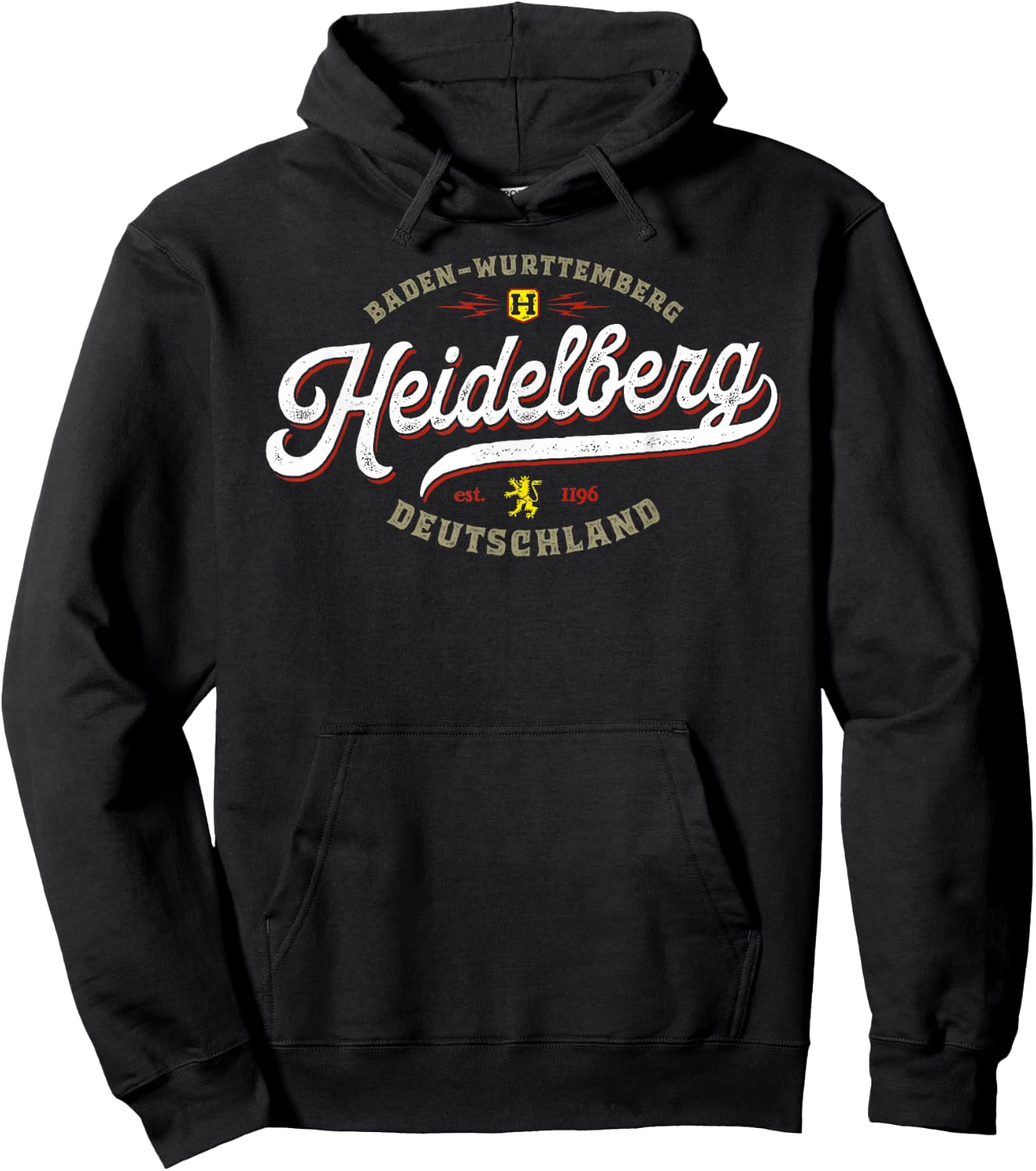 Heidelberg Gifts & Gear - Vintage Heidelberg - Black - Small - - Short Sleeve - - Classic Fit - Cotton 65%, Polyester 35% Hoodie - Hoodie | Black