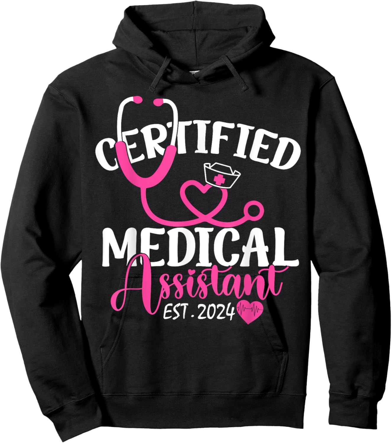 Certified Medical Assistant Est 2024 Graduation Graduate CMA Hoodie - Hoodie | Black