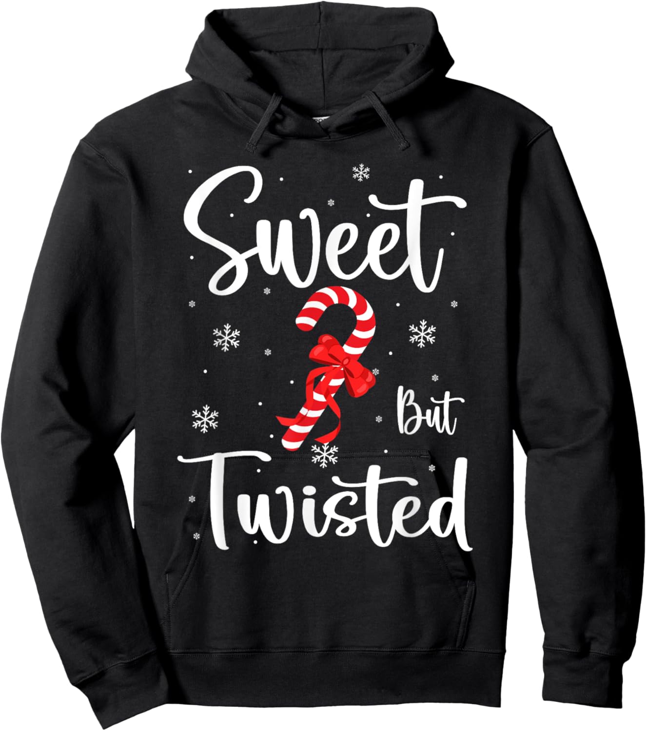 Sweet But Twisted Funny Christmas Candy Cane Xmas Hoodie - Hoodie | Black