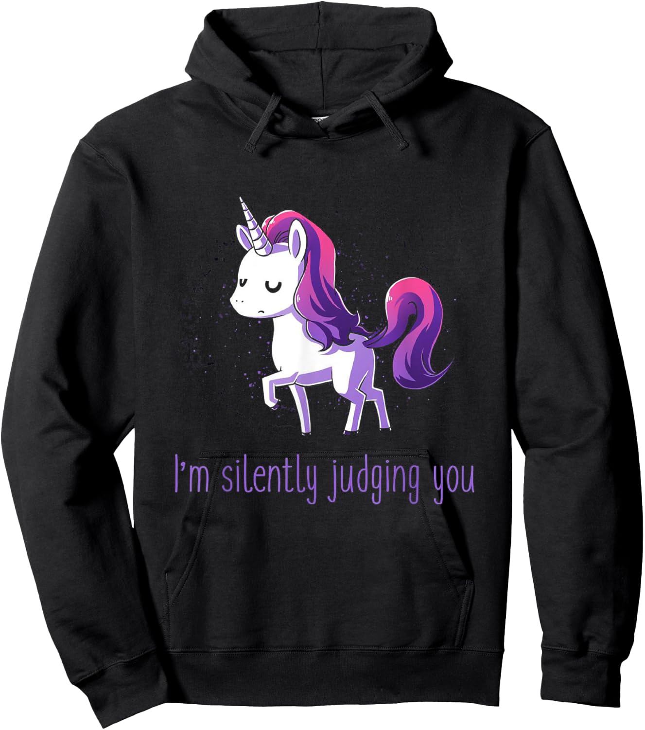 Silently Judging You Unicorn Hoodie - Hoodie | Black