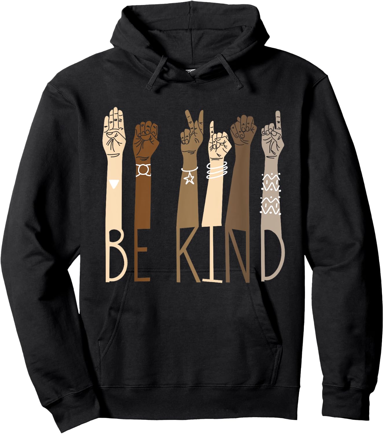 Be Kind Sign Language Hand Talking Teachers Interpreter ASL Men Women Hoodie - Hoodie | Black