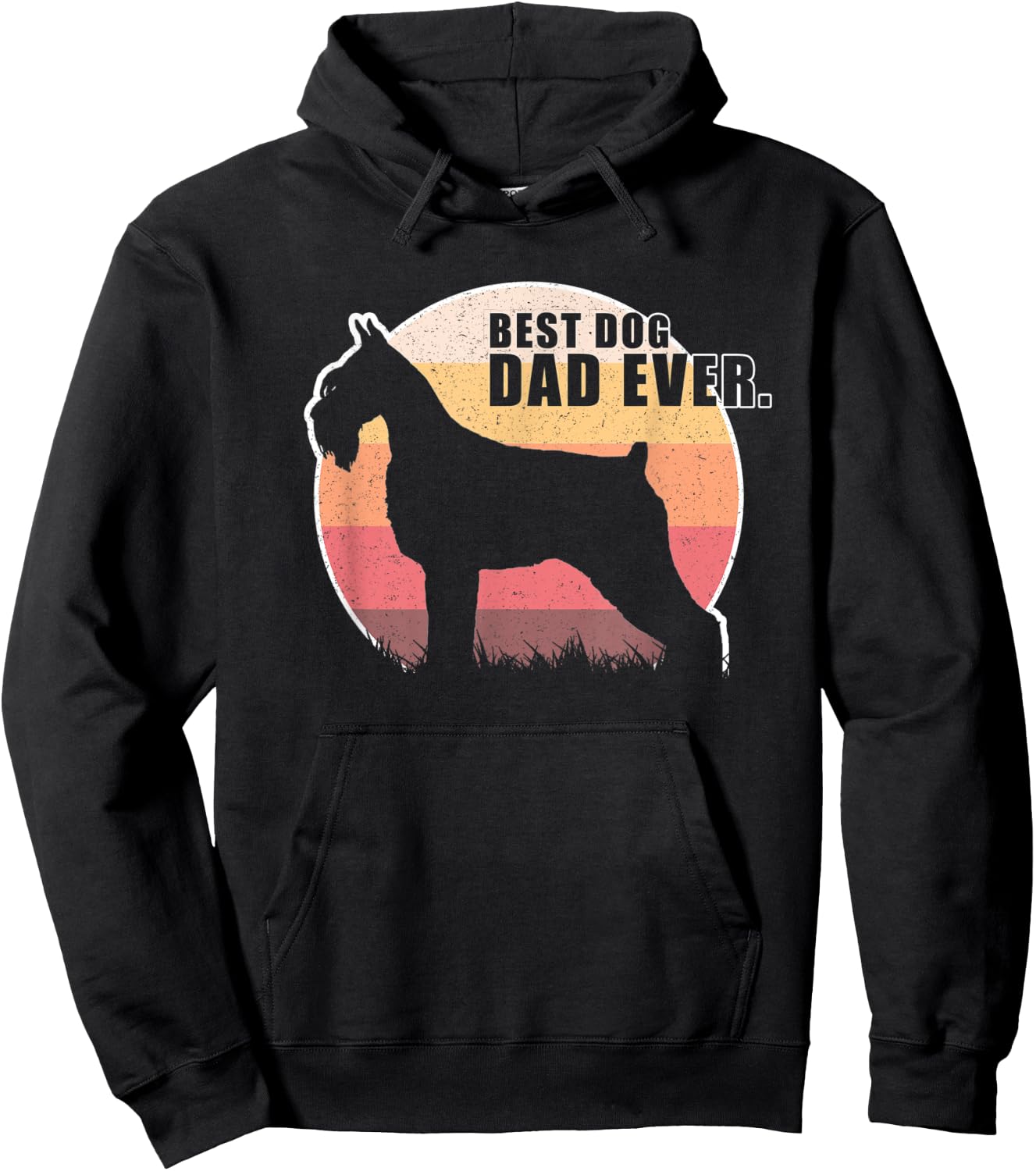 Vintage Retro Best Dog Dad Ever Standard Schnauzer T shirts Men Women Kids Hoodie - Hoodie | Black