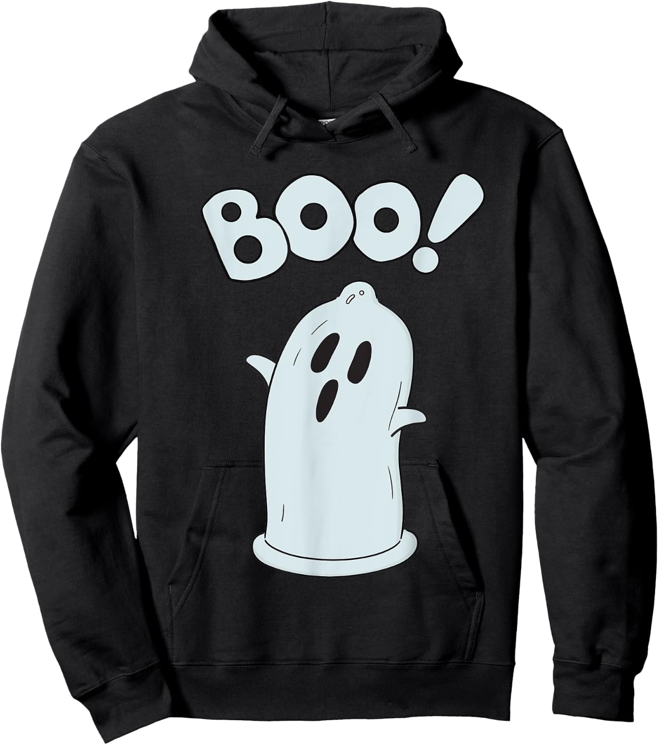 Halloween Condom Boo Ghost Spooky Ghost Face Easy Costume Hoodie - Hoodie | Black