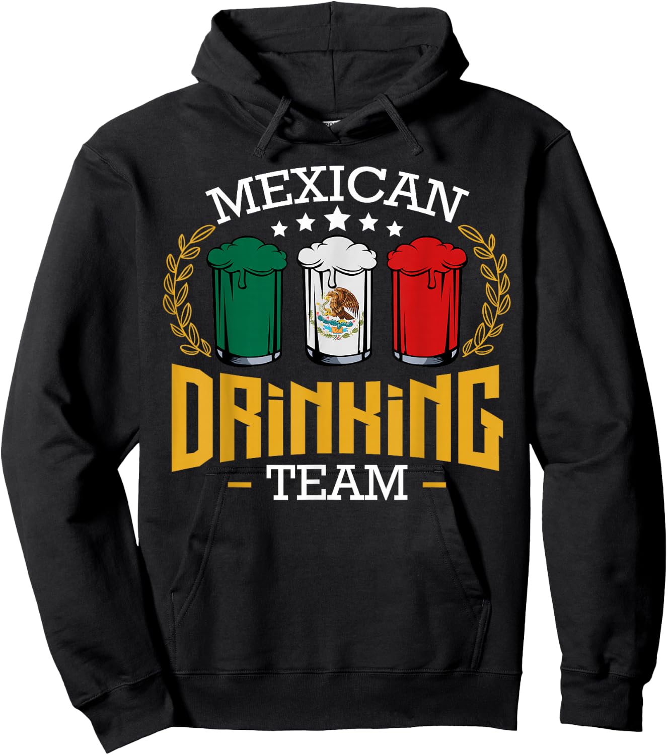 Beer Mexican Drinking Team Mexico Flag Funny Beer Pub Party Hoodie - Hoodie | Black