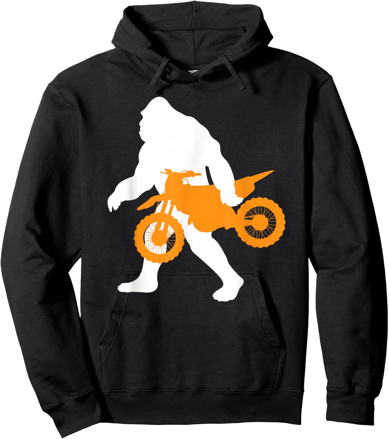 Bigfoot Sasquatch Carrying Dirt Bike Motocross Funny Gift Hoodie - Hoodie | Black