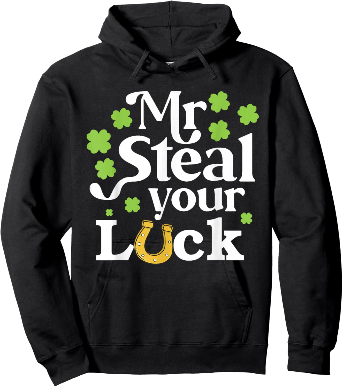 Mr Steal Your Luck Groovy Shamrock Boy Kids St Patrick's Day Hoodie - Hoodie | Black