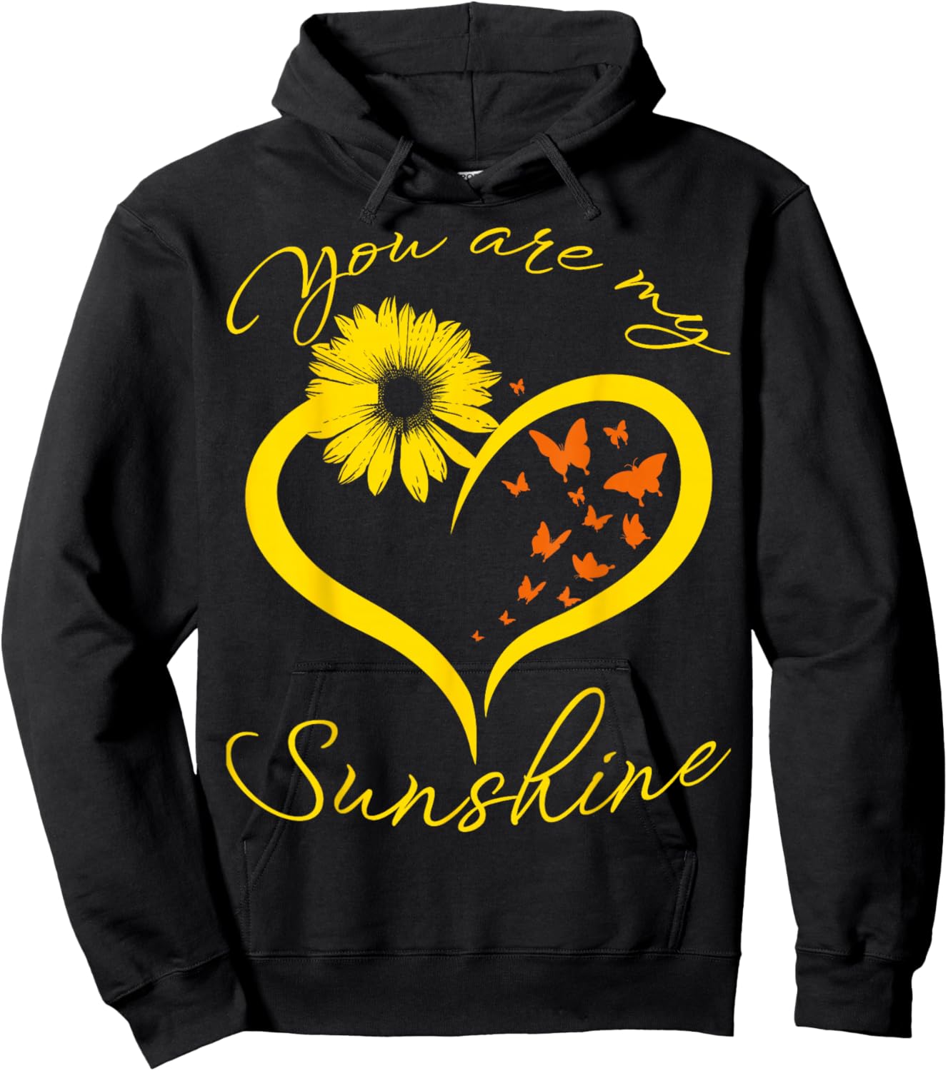 Butterfly You Are My Sunshine Sunflower Butterflies Hoodie - Hoodie | Black