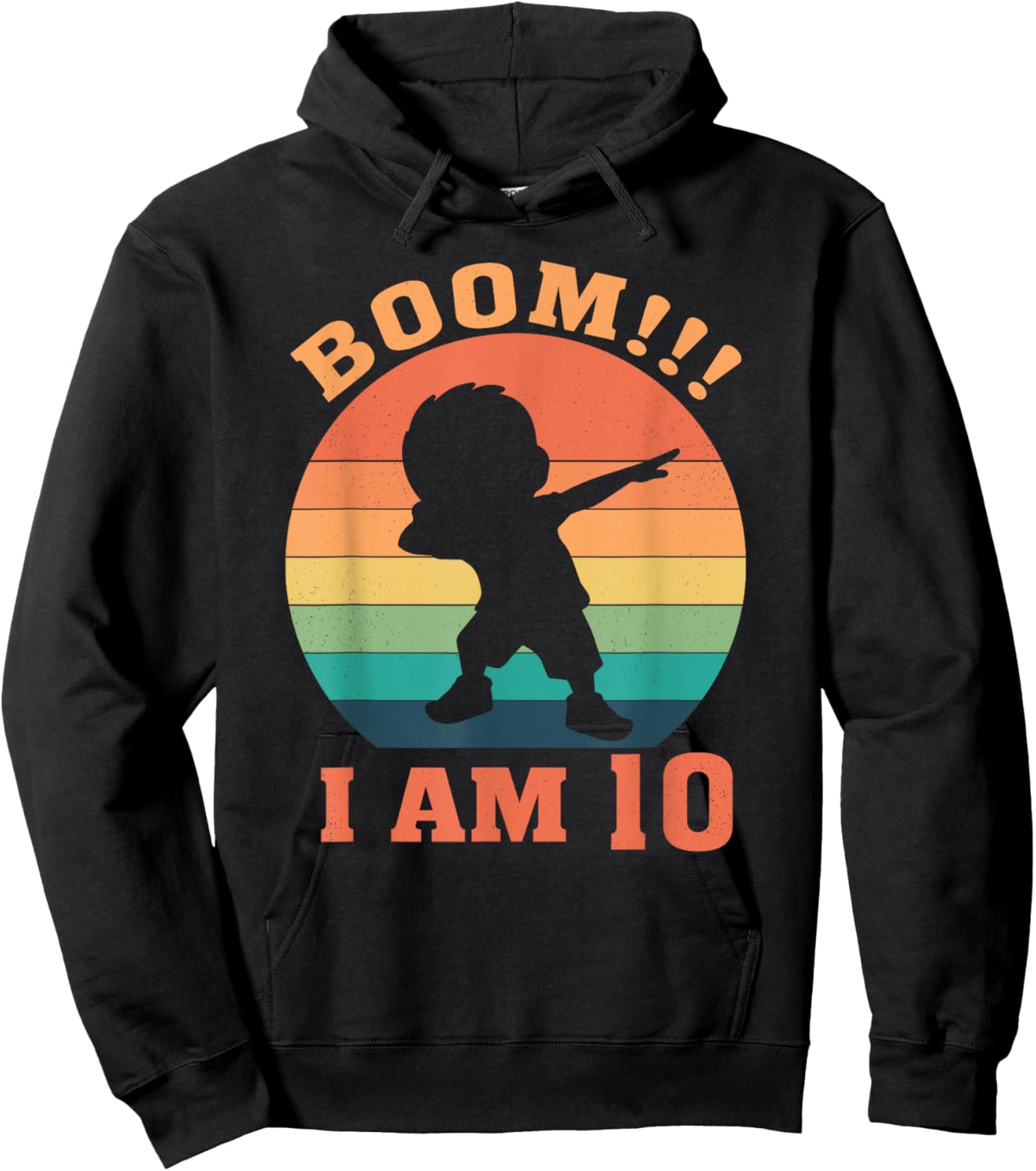 Boom I'm 10 Years Old 10th Birthday Party Dabbing Kids Hoodie - Hoodie | Black