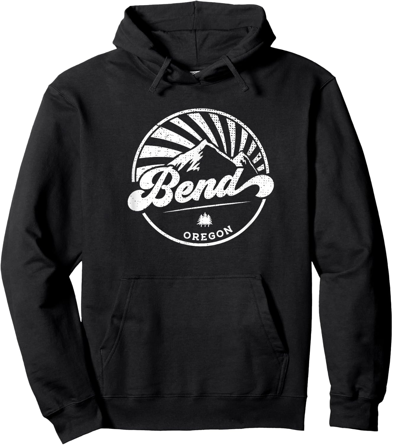 Bend, Oregon - Retro Vintage City Mountains Hoodie - Hoodie | Black
