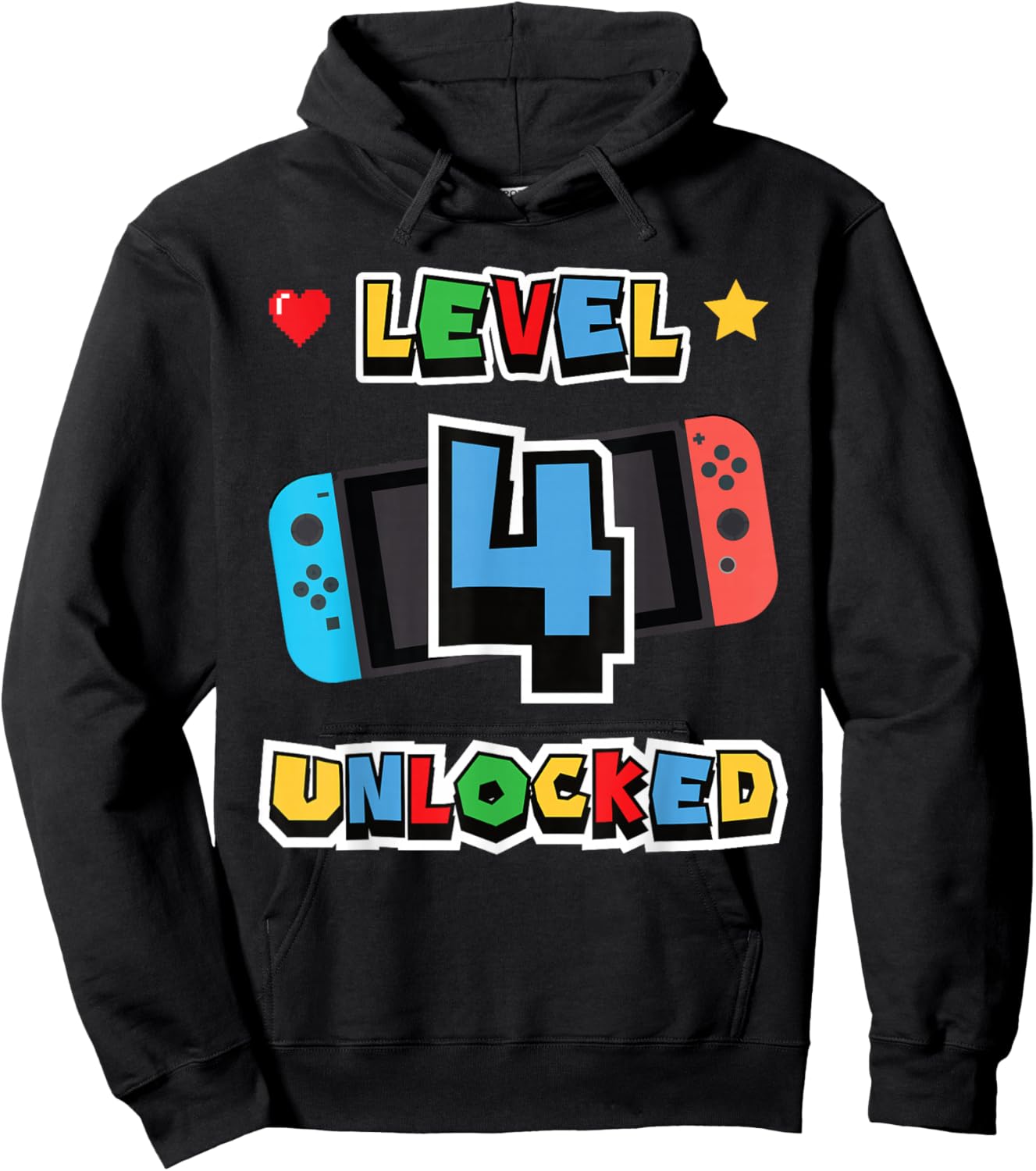 Level 4 Unlocked 4th Birthday Kids Video Game 4 Years Old Hoodie - Hoodie | Black