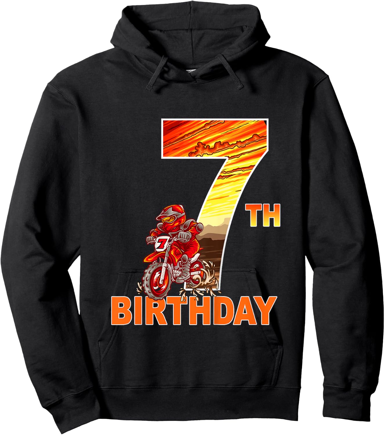7 Year Old Dirt Bike Birthday Party Motocross MX 7th Hoodie - Hoodie | Black