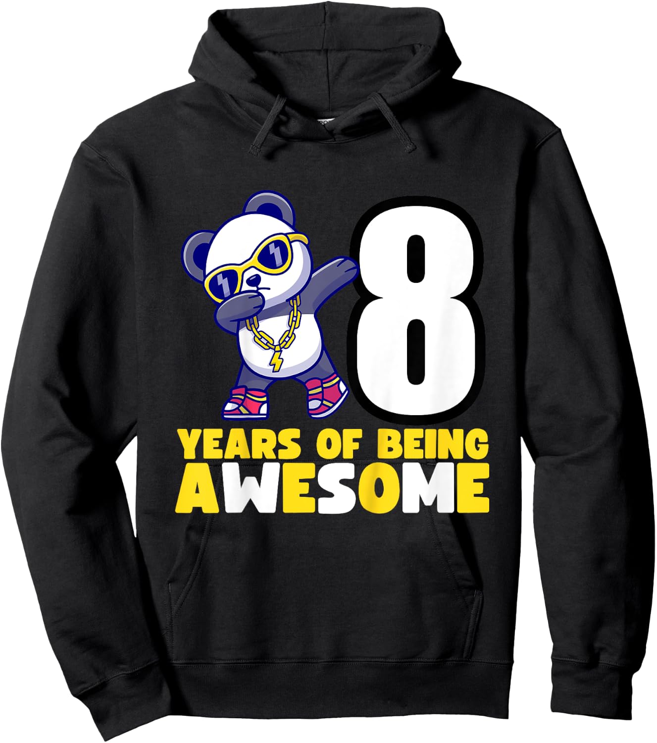 Kids Dabbing Panda Bear Birthday Party - 8 Years of Awesome Hoodie - Hoodie | Black