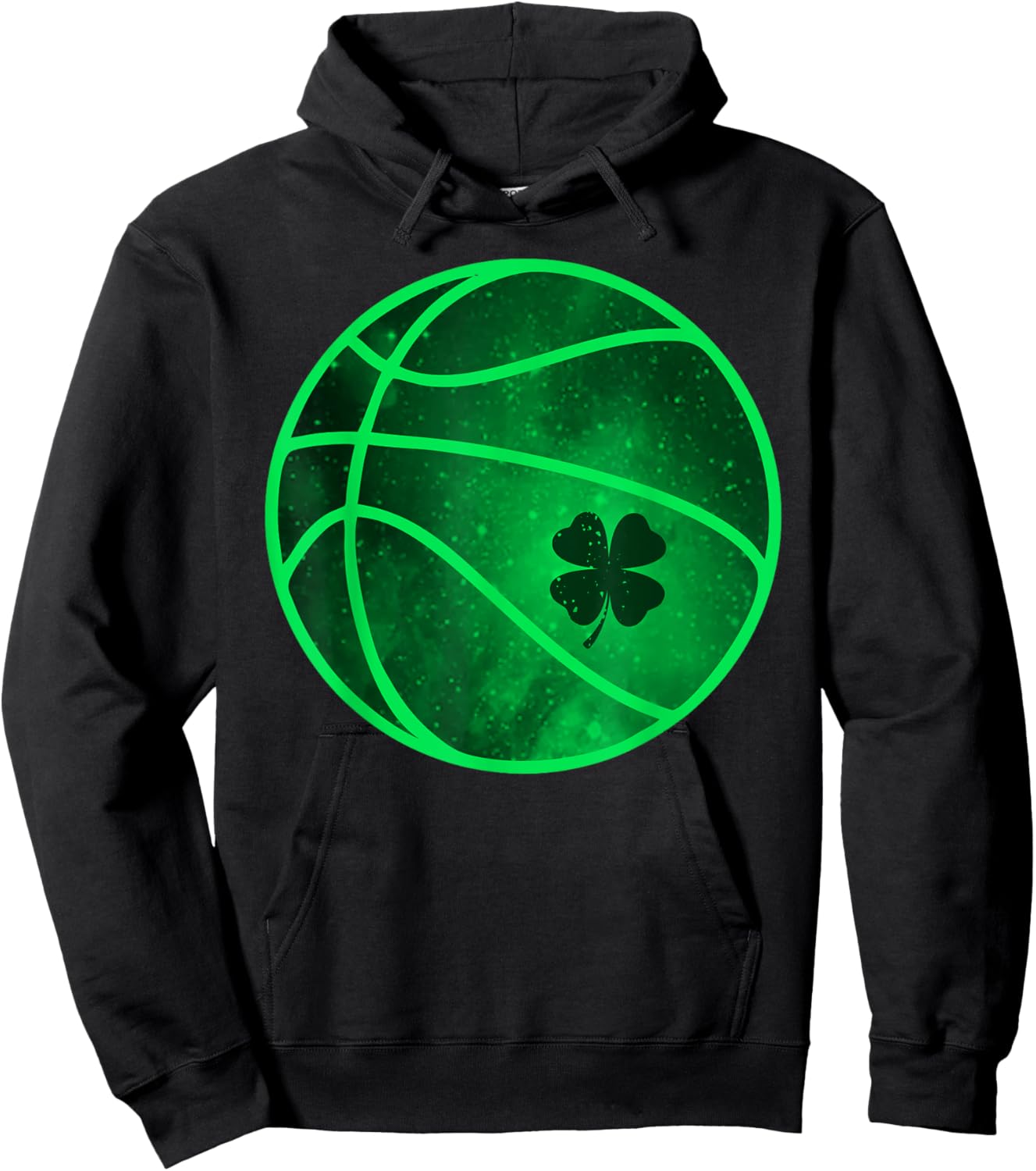 Basketball Lucky Shamrock Clover St. Patrick's Day Funny Hoodie - Hoodie | Black
